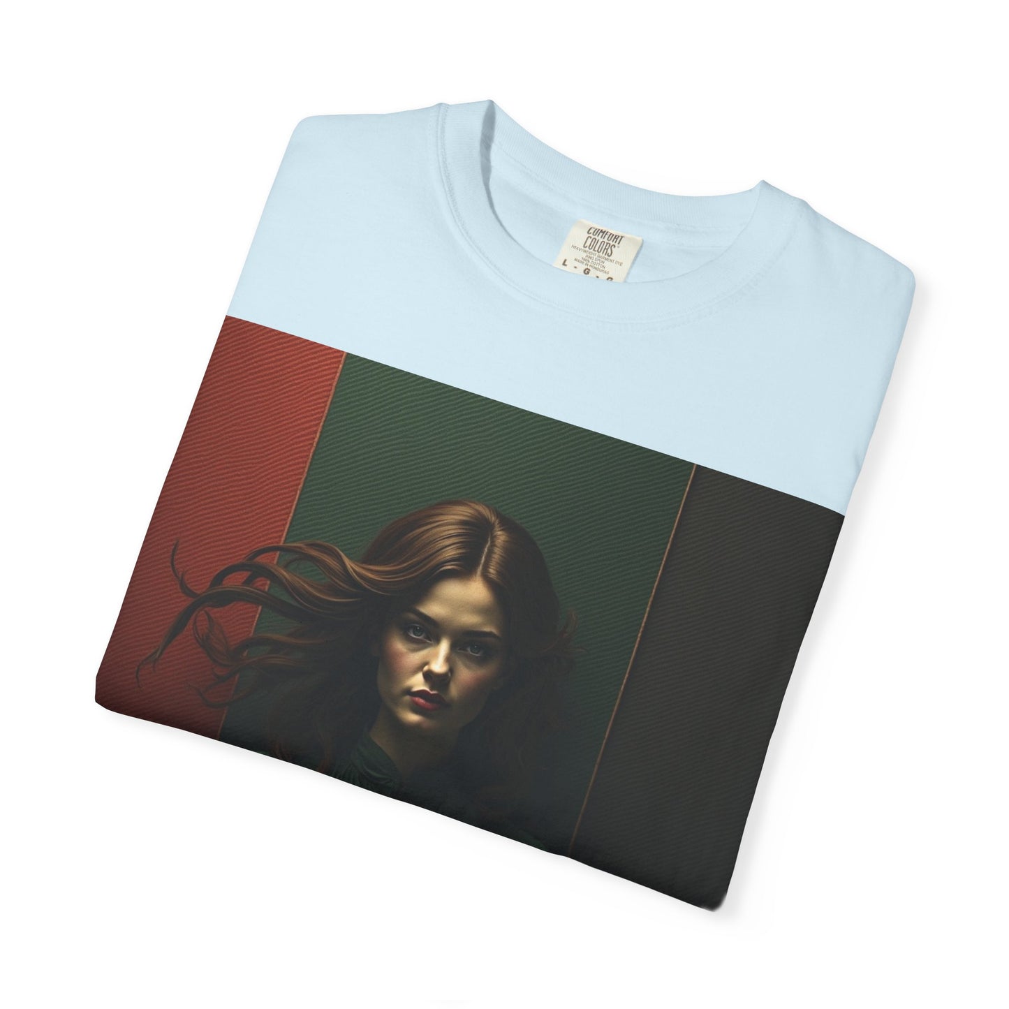 Portrait Photo Tee — Moody Green Woman Graphic T-Shirt