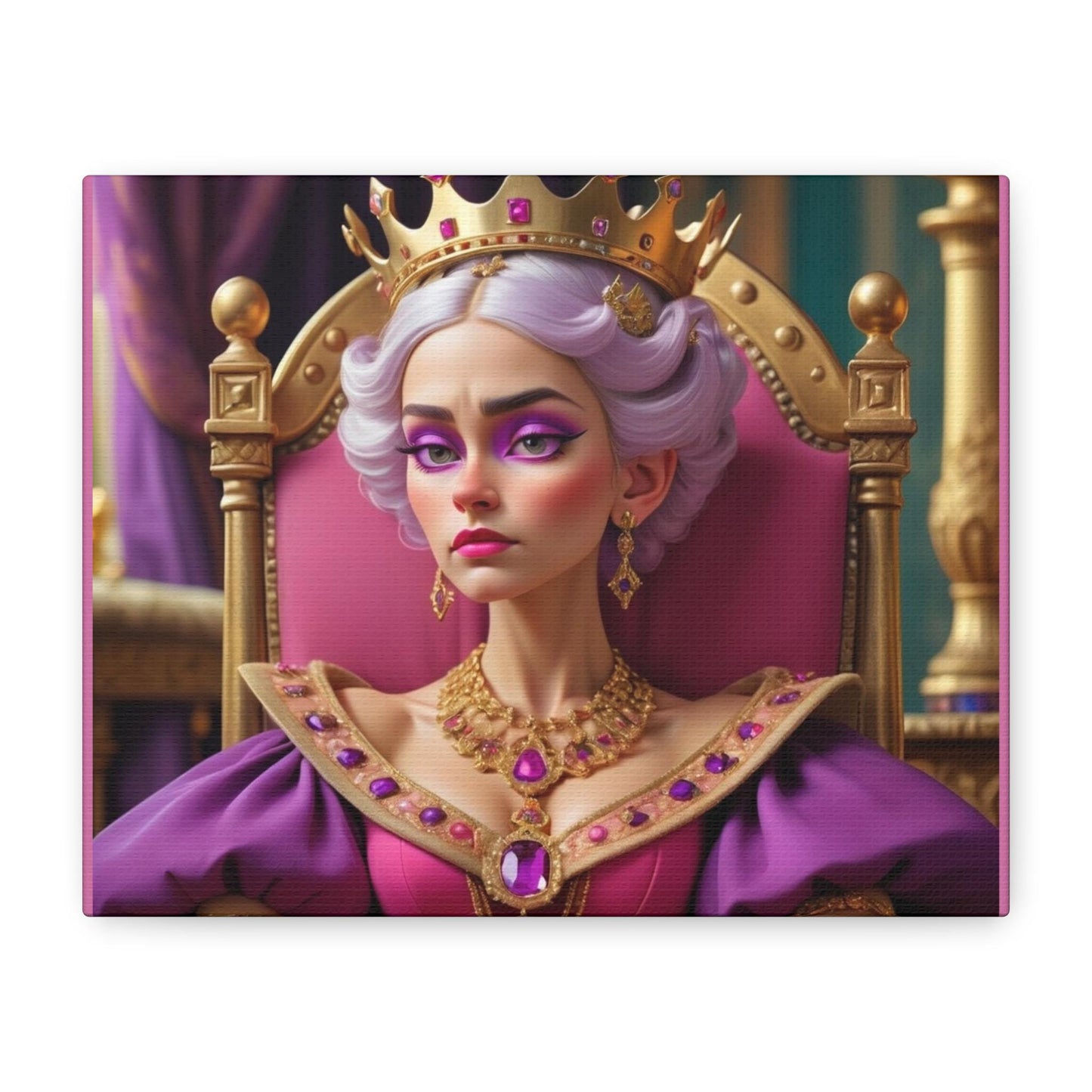 Regal Art Canvas Print, Wall Decor, Queen Portrait, Glamorous Home Accent, Unique Gift for Her, Bohemian Room Decoration