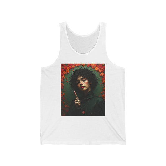 Vibrant Art Tank Top, Unisex Jersey Tank, Floral Graphic Tee, Summer Apparel, Unique Gift for Art Lovers, Festival Wear