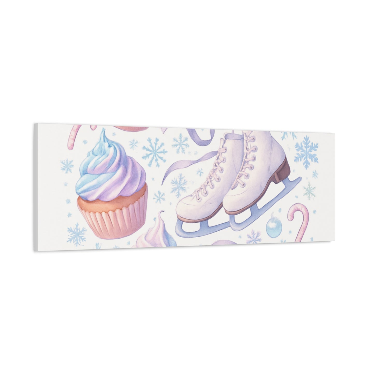 Winter Magic Party Canvas — Ice Skates & Cupcakes Matte Wall Art