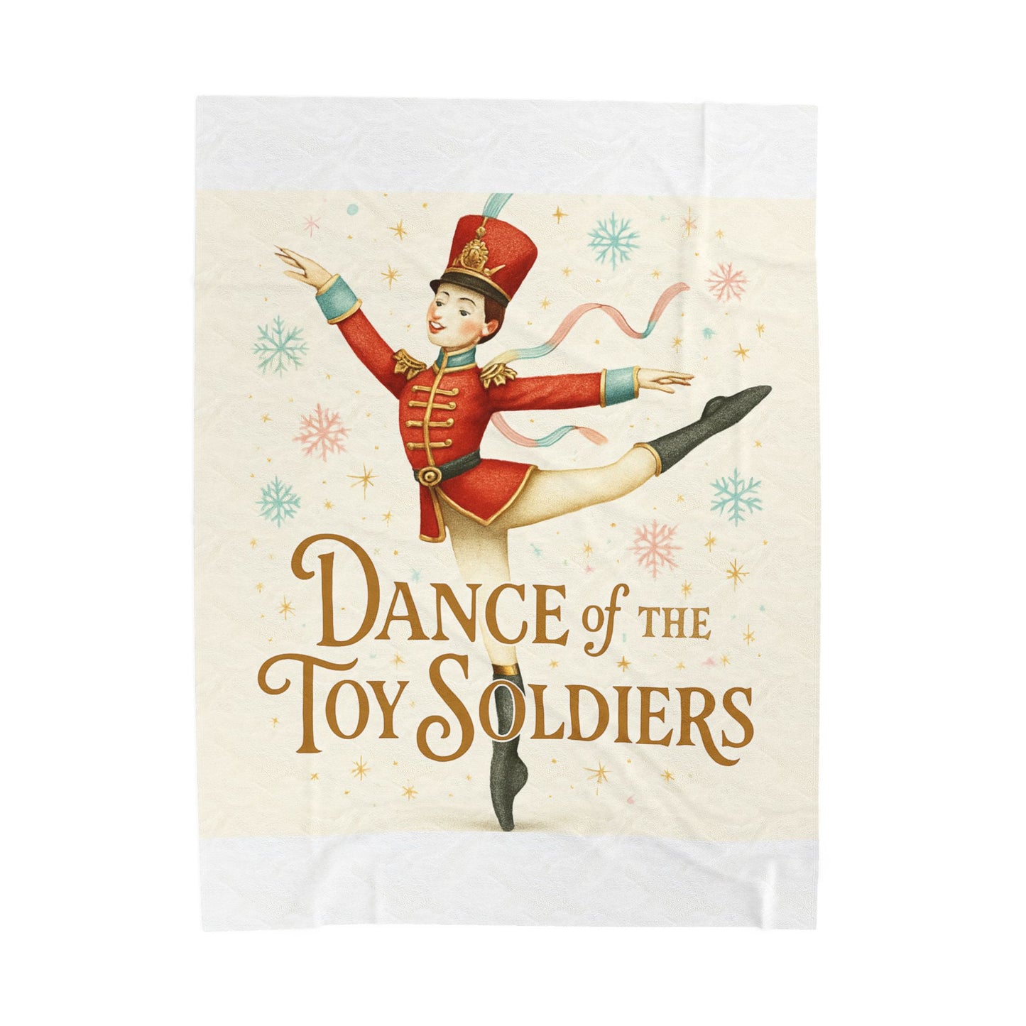Dance of the Toy Soldiers Velveteen Plush Blanket — Vintage Nutcracker Holiday Throw