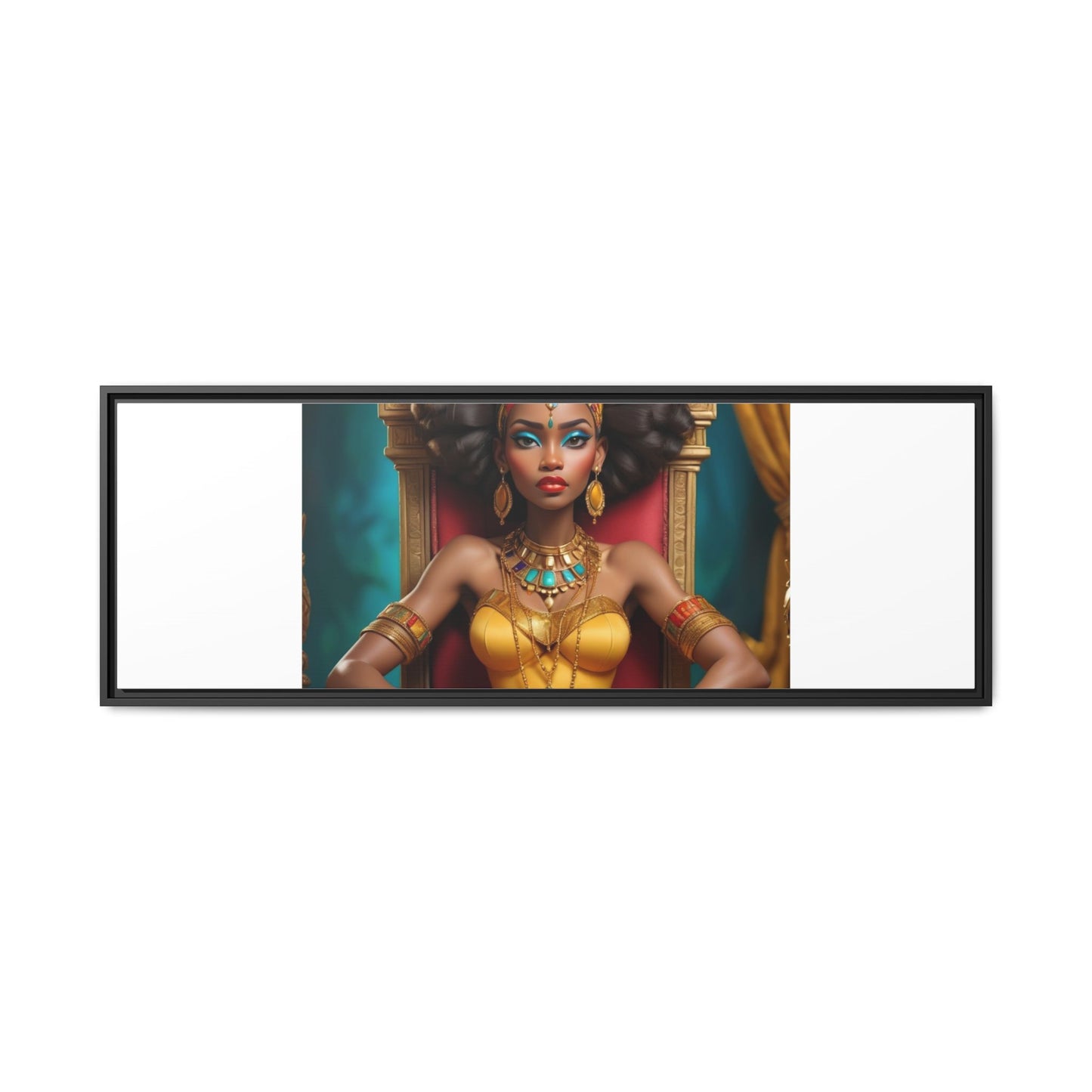 Framed Matte Canvas Art — Regal African Queen Portrait