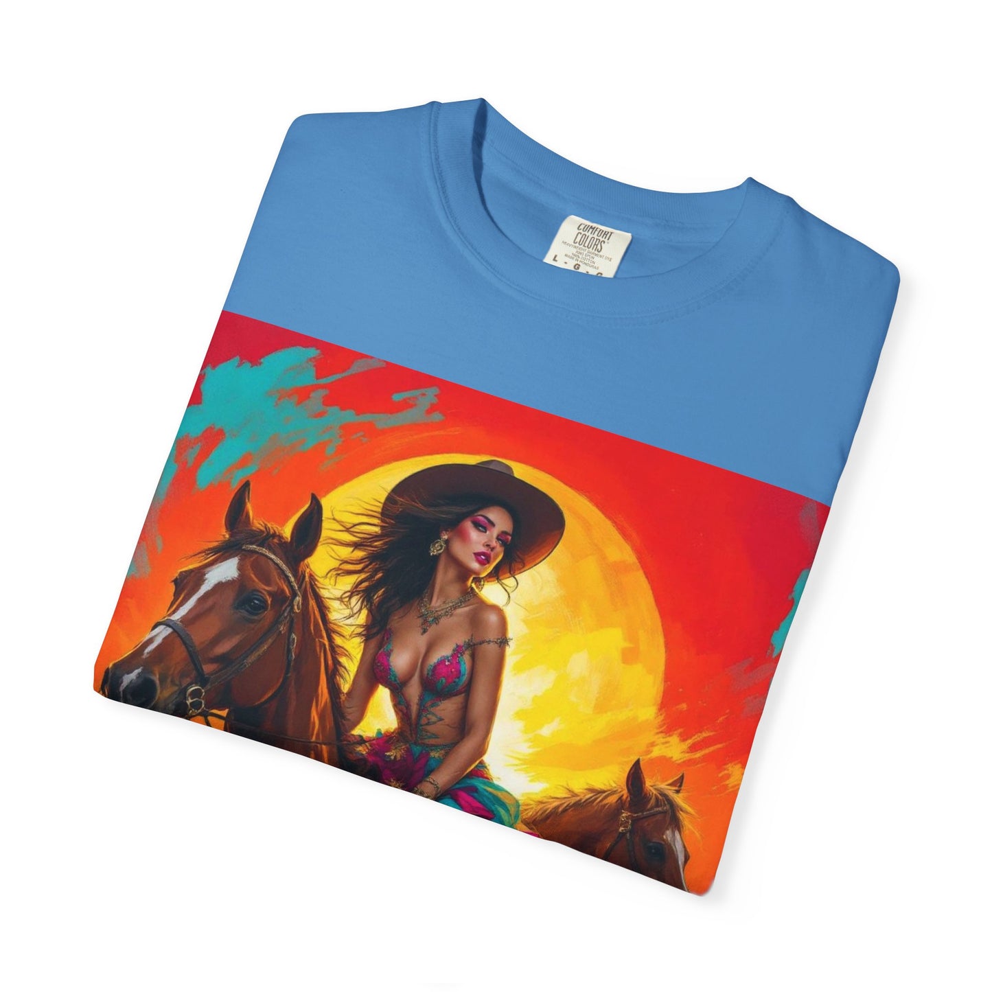 Cowgirl Sunset T-Shirt — Vibrant Western Horse Art Tee