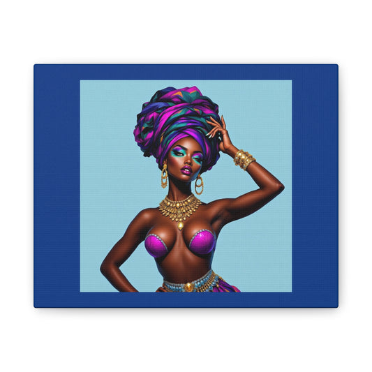 Afro Goddess Canvas Print — Vibrant Headwrap Wall Art