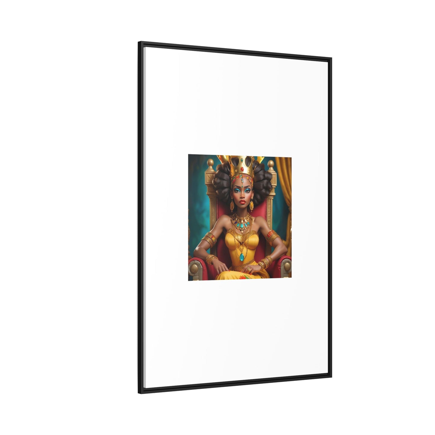 Framed Matte Canvas Art — Regal African Queen Portrait