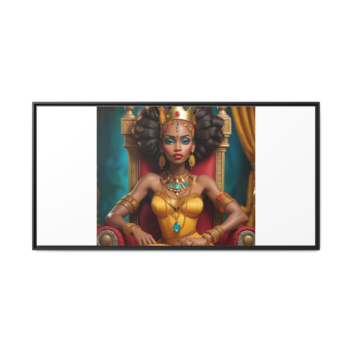 Framed Matte Canvas Art — Regal African Queen Portrait