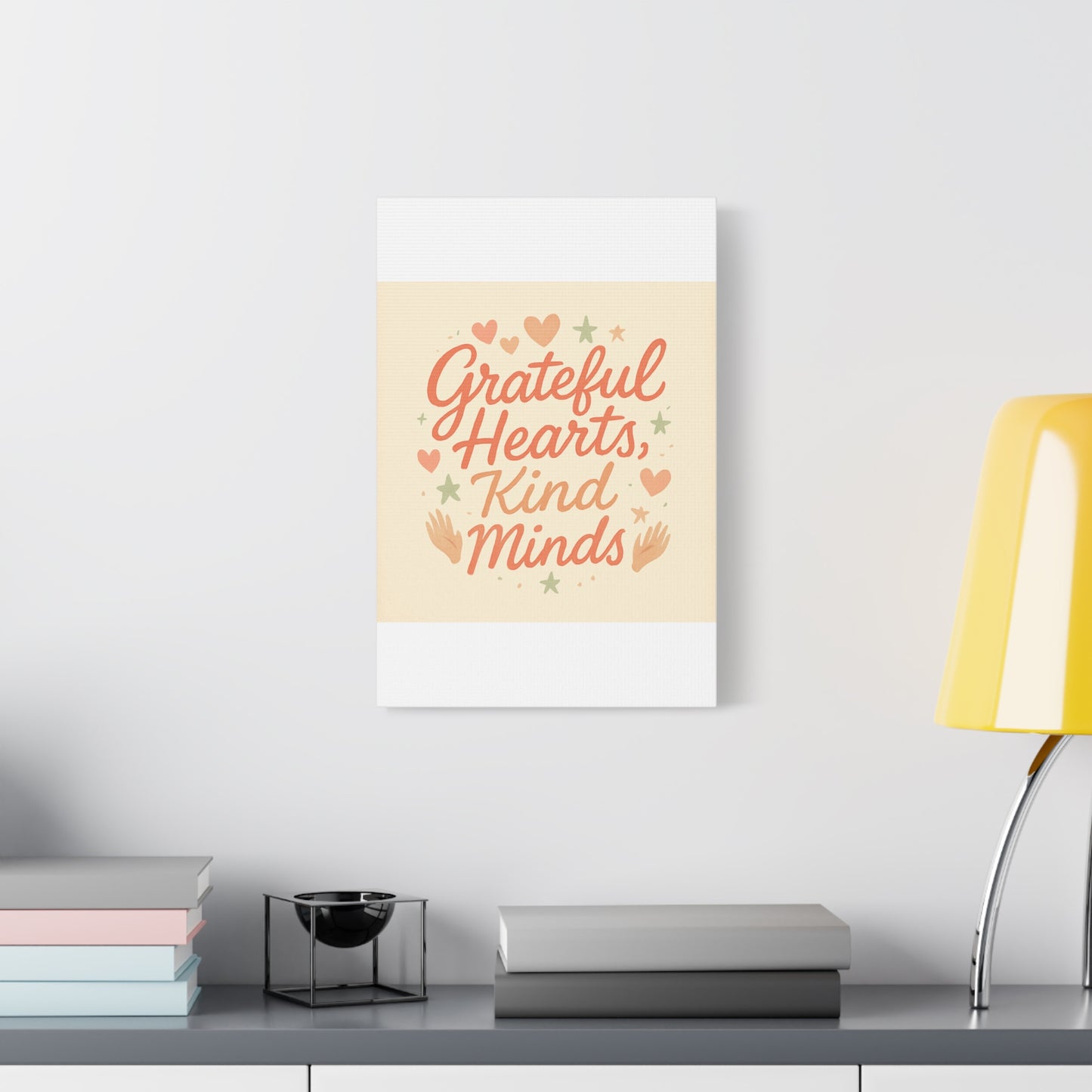 Grateful Hearts Kind Minds Canvas Wall Art — Inspirational Quote Matte Canvas