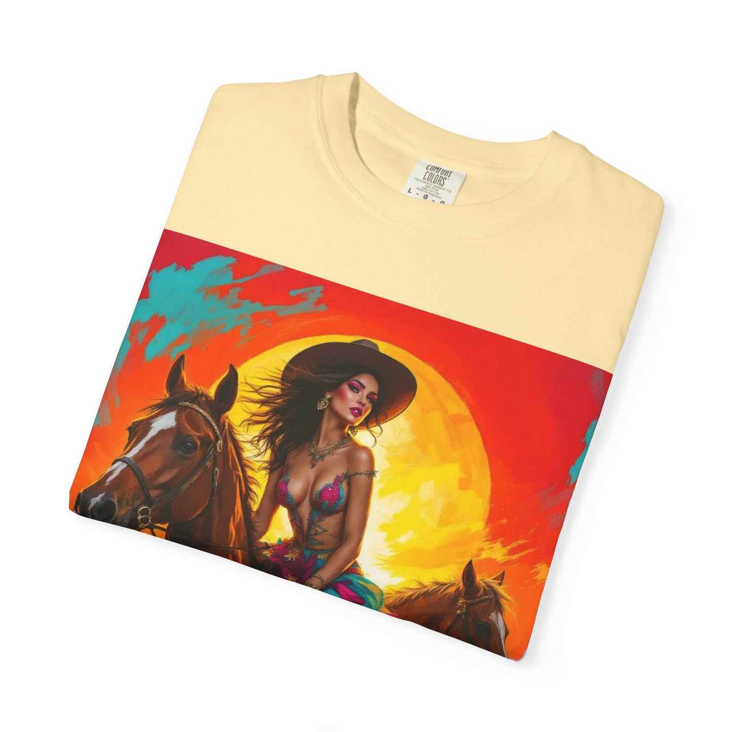 Cowgirl Sunset T-Shirt — Vibrant Western Horse Art Tee