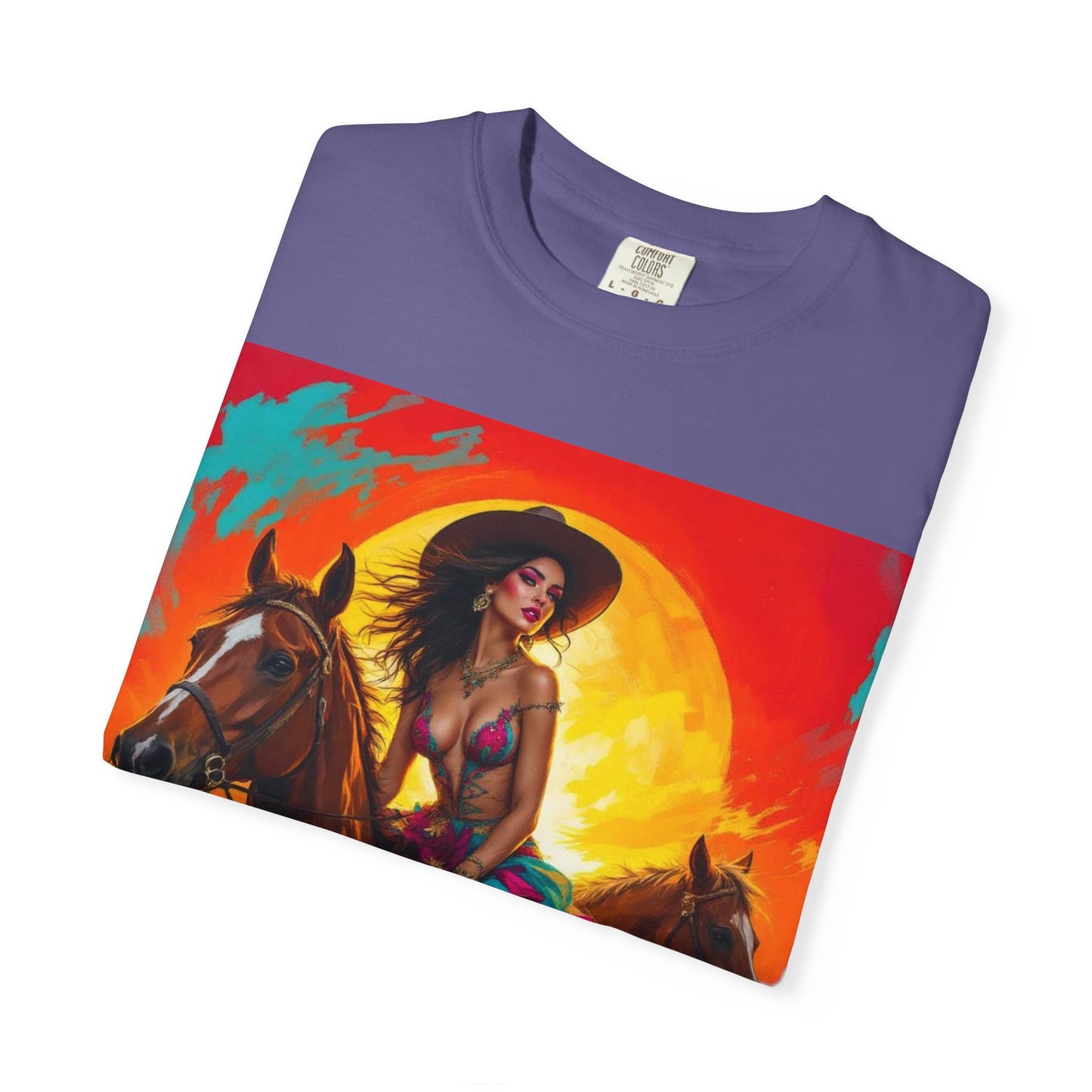 Cowgirl Sunset T-Shirt — Vibrant Western Horse Art Tee