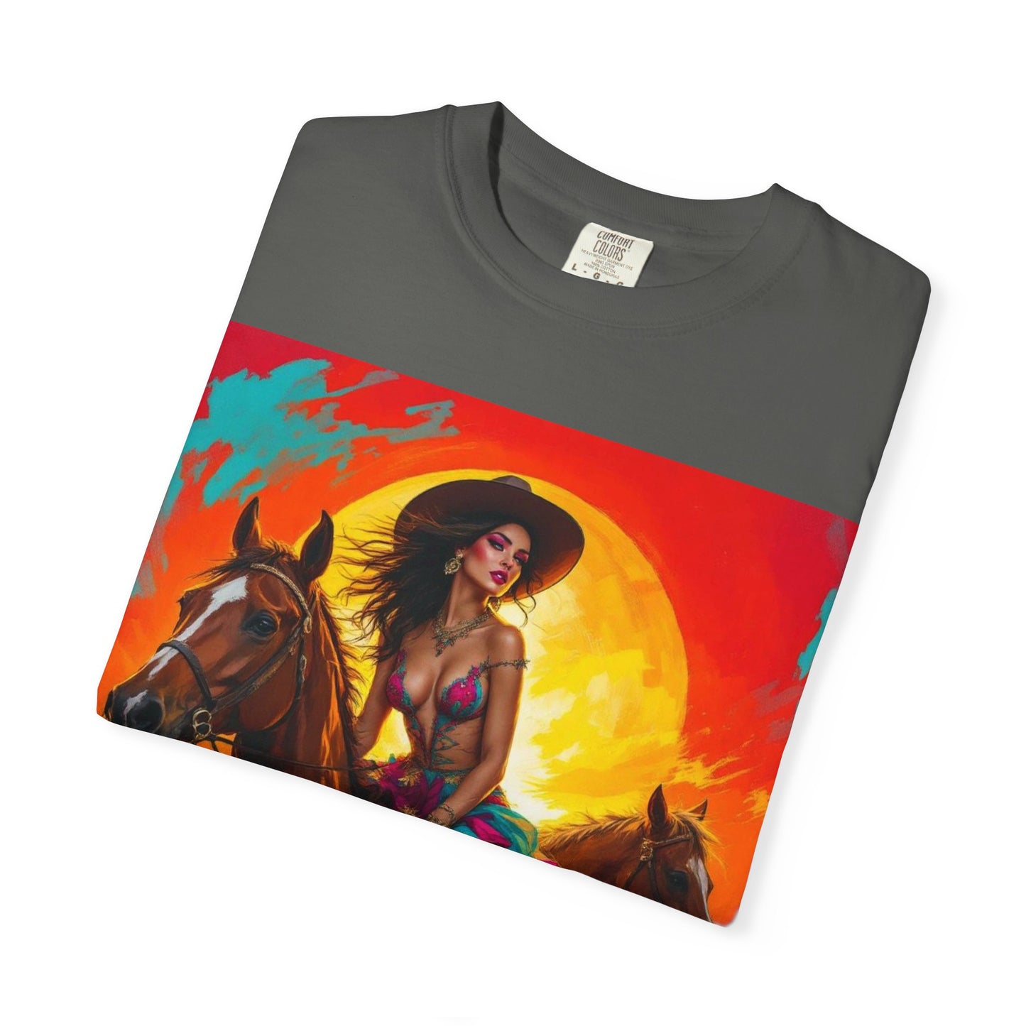 Cowgirl Sunset T-Shirt — Vibrant Western Horse Art Tee