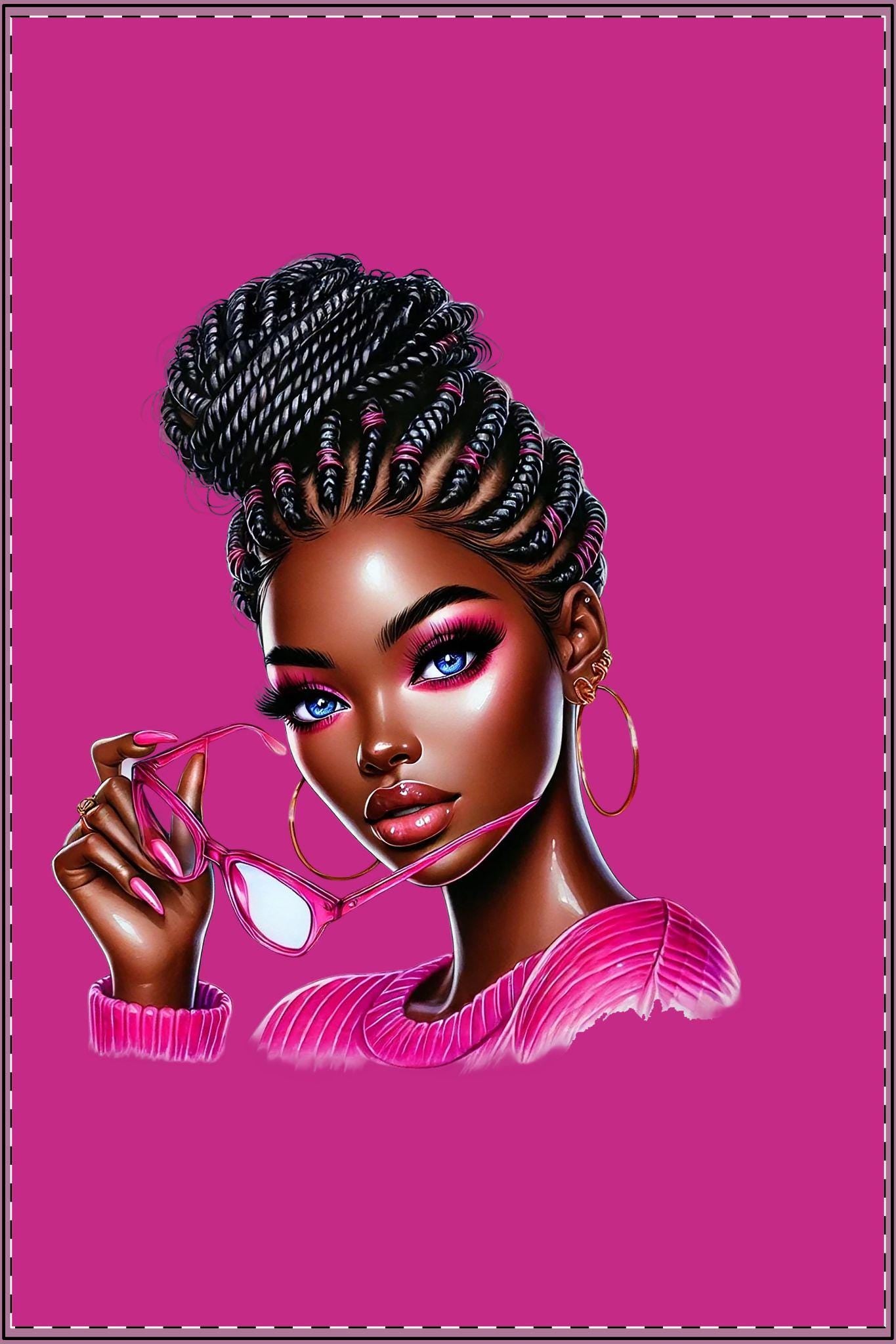 Vibrant Satin Posters, Afrocentric Wall Art, Pink Decor, Boho Home Styling, Trendy Room Aesthetic, Gift for Her
