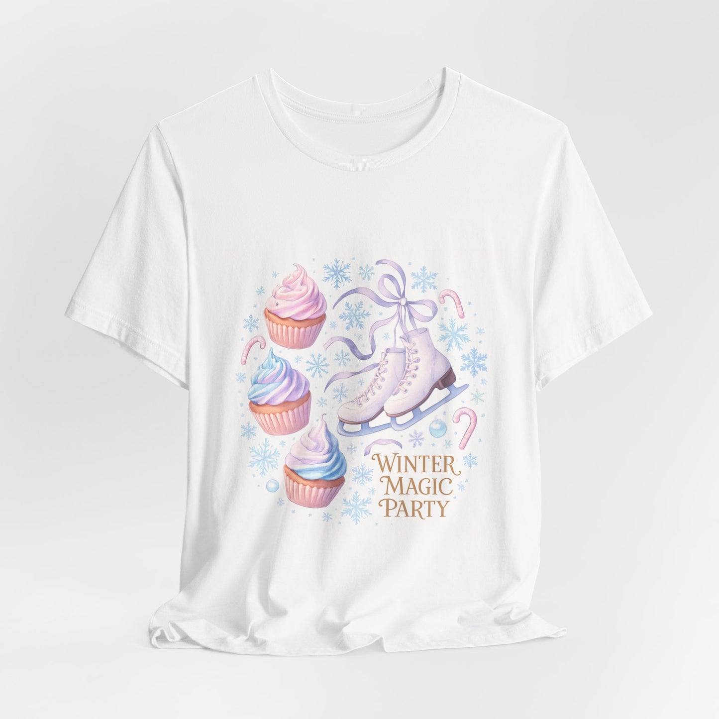 Winter Magic Party T-Shirt — Ice Skate & Cupcakes Holiday Tee