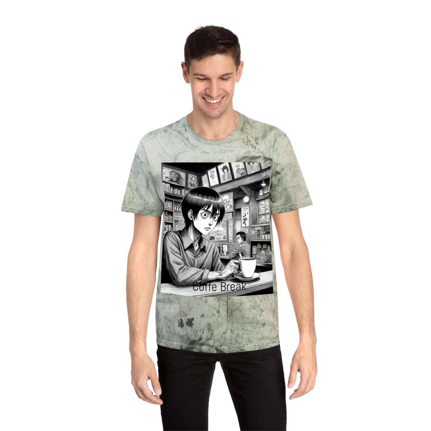 Vibrant Graphic Tee for Coffee Lovers, Unisex Color Blast T-Shirt, Casual Wear, Anime Art T-Shirt, Gift for Friends, Coffee Break Shirt