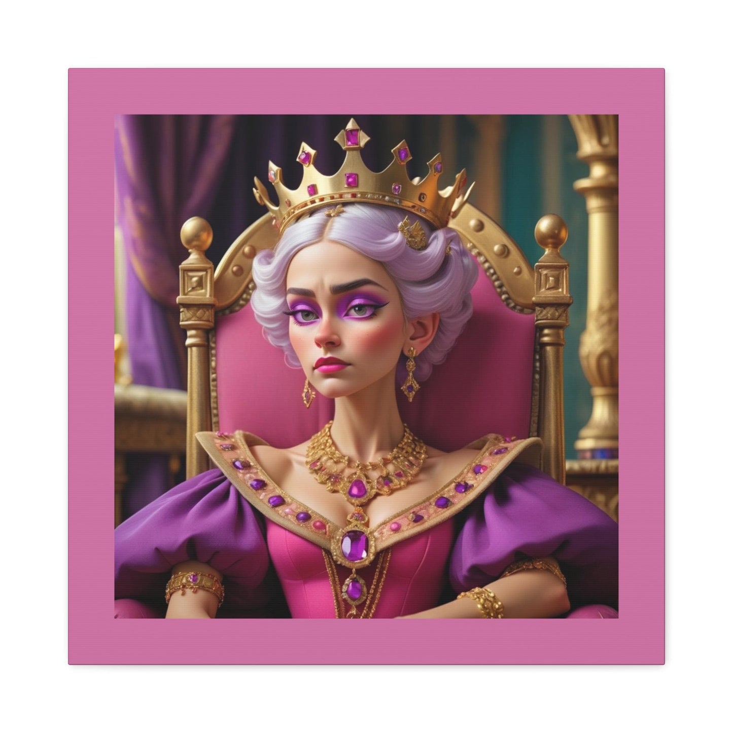Regal Art Canvas Print, Wall Decor, Queen Portrait, Glamorous Home Accent, Unique Gift for Her, Bohemian Room Decoration