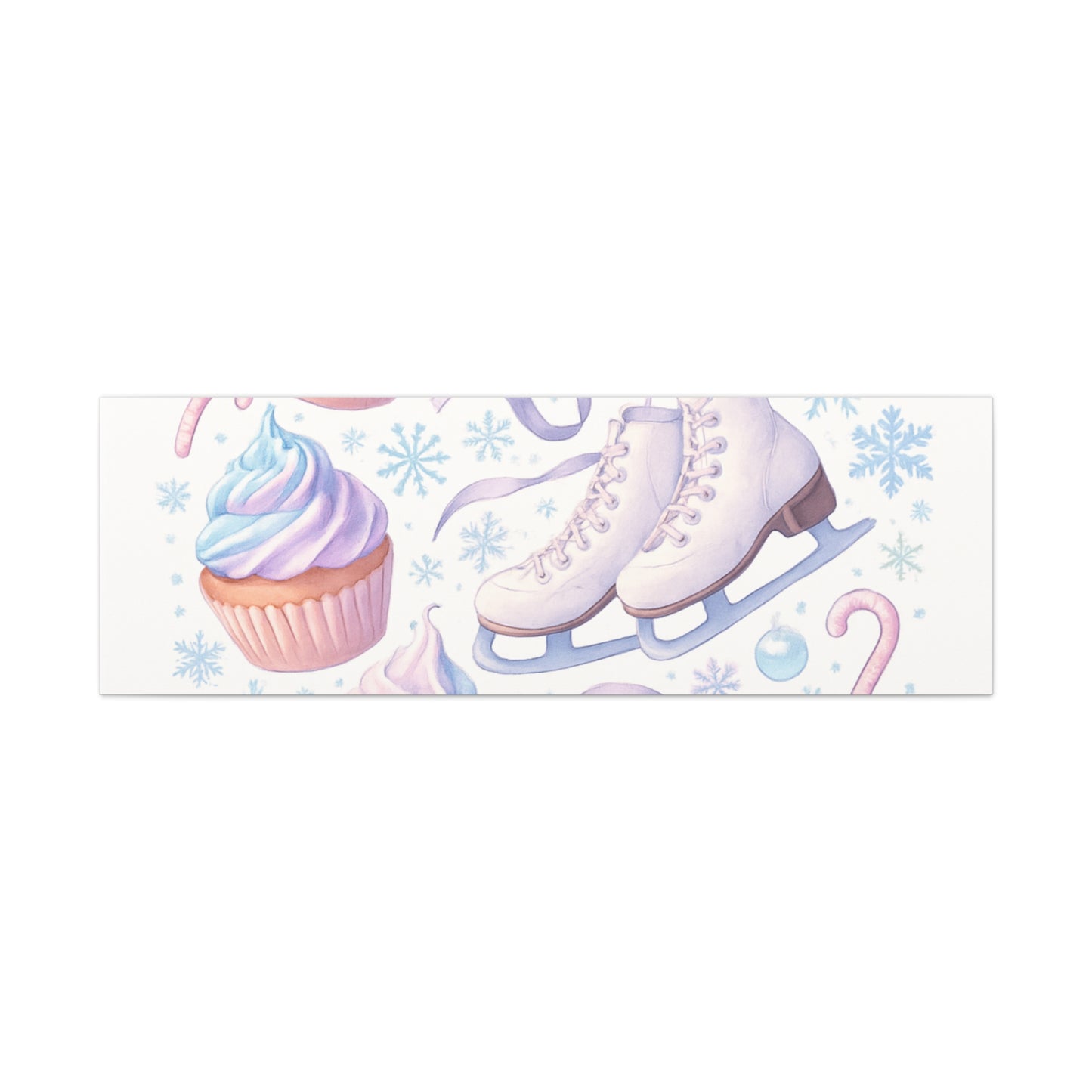 Winter Magic Party Canvas — Ice Skates & Cupcakes Matte Wall Art