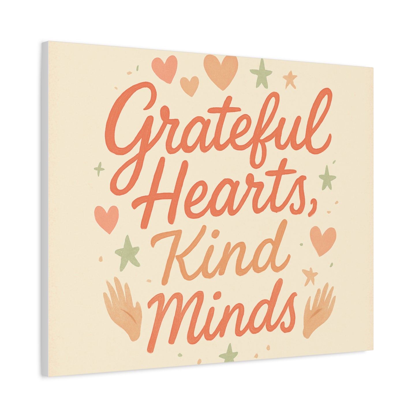 Grateful Hearts Kind Minds Canvas Wall Art — Inspirational Quote Matte Canvas