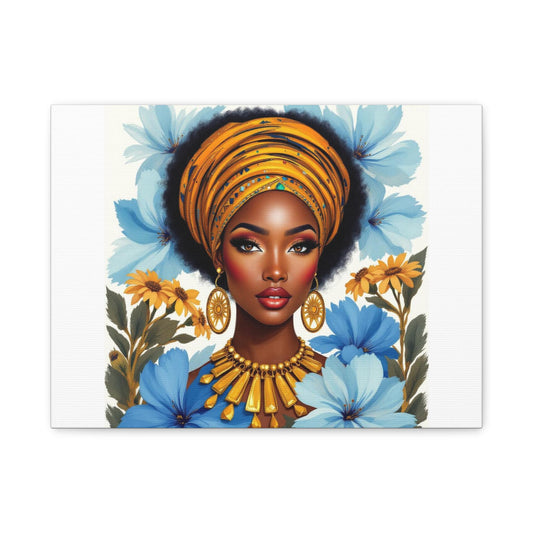 Canvas Art Print, Afrocentric Wall Decor,  Colorful Home Decor, Black Woman Art, Gift for Her, Stretched Canvas, Afro Art Print