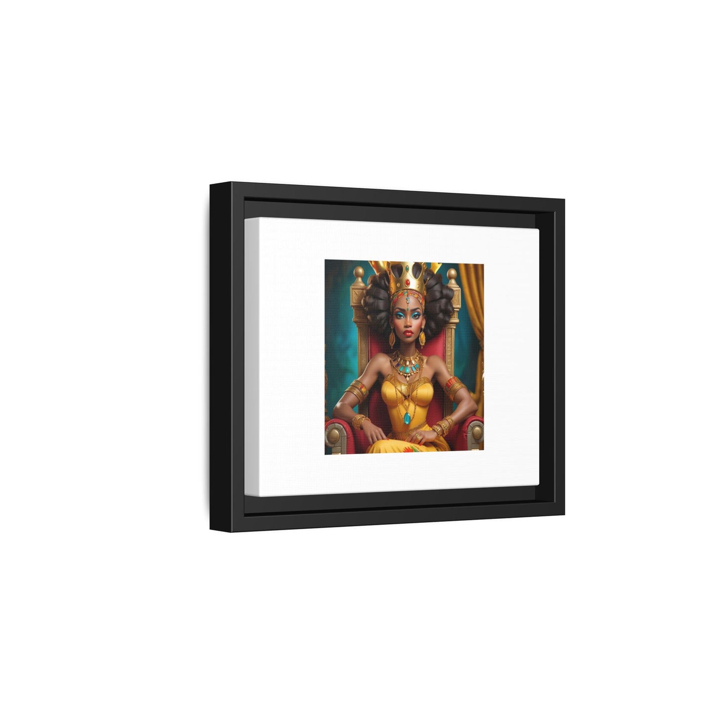 Framed Matte Canvas Art — Regal African Queen Portrait