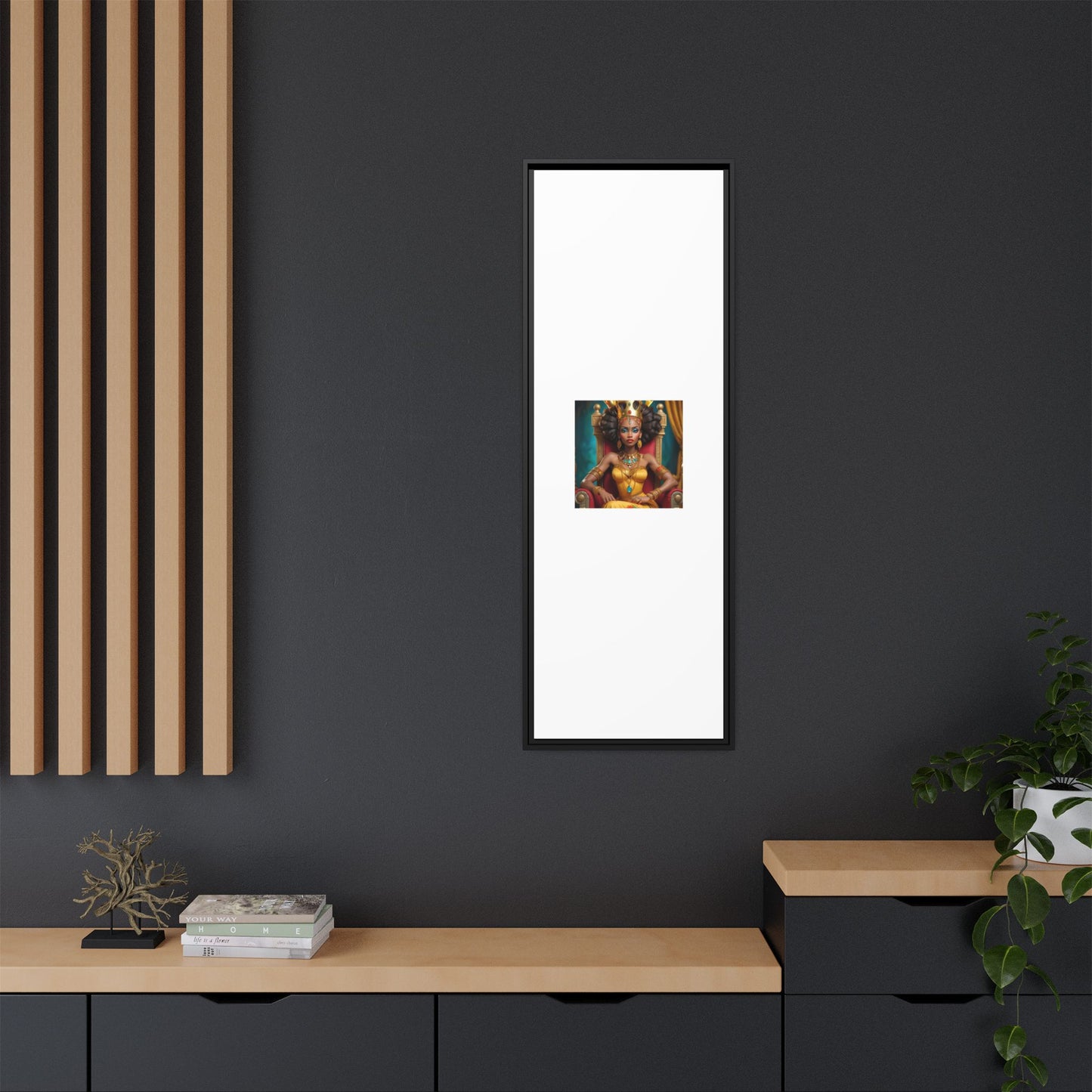 Framed Matte Canvas Art — Regal African Queen Portrait