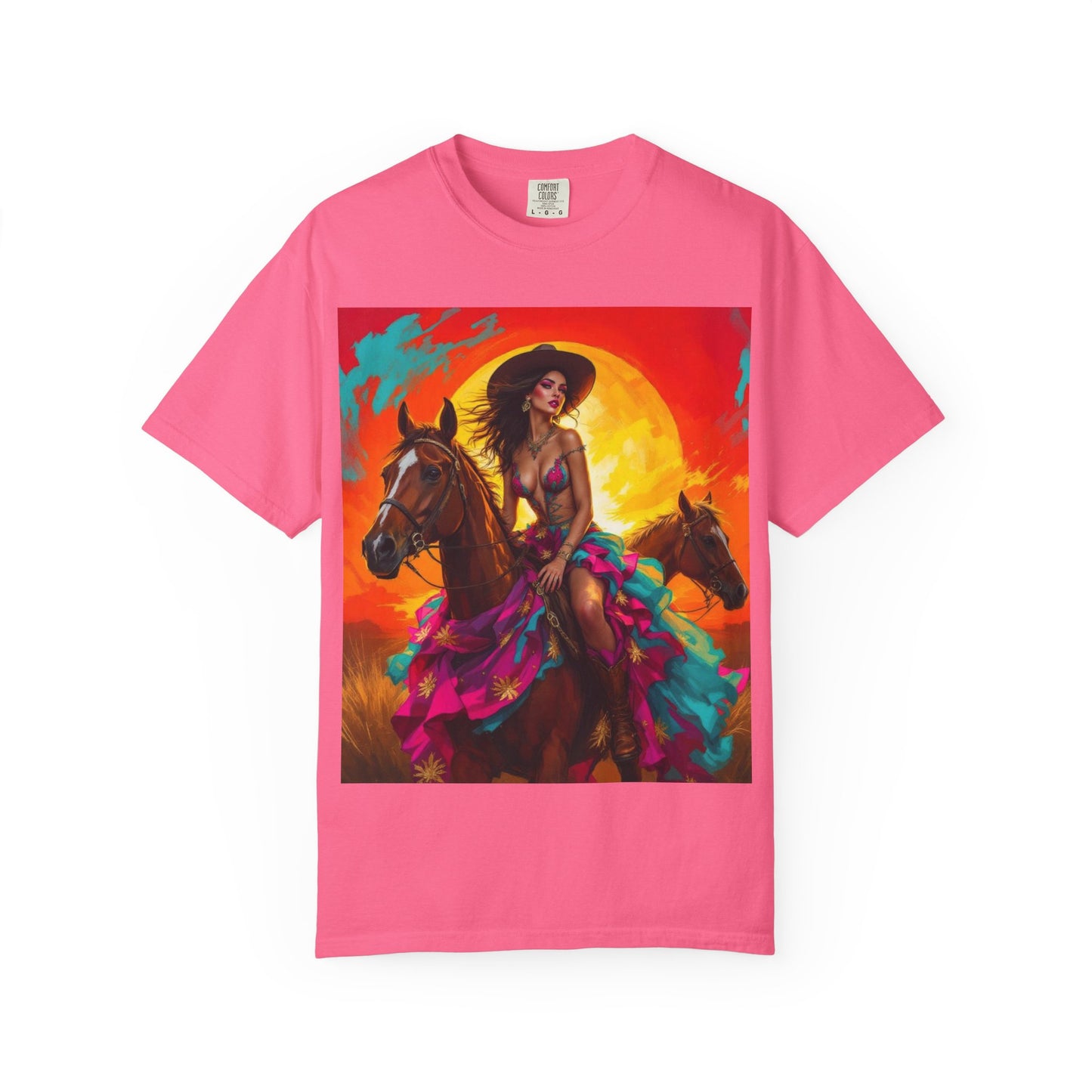Cowgirl Sunset T-Shirt — Vibrant Western Horse Art Tee