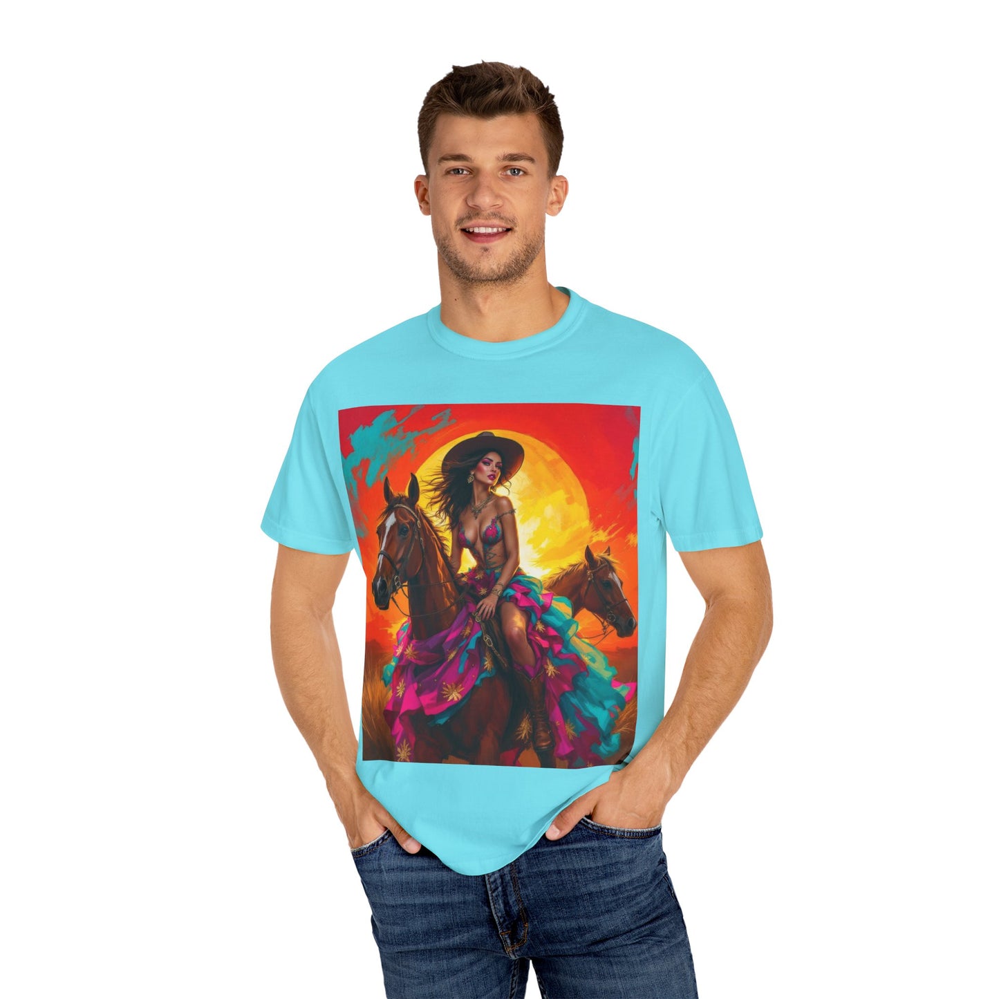 Cowgirl Sunset T-Shirt — Vibrant Western Horse Art Tee
