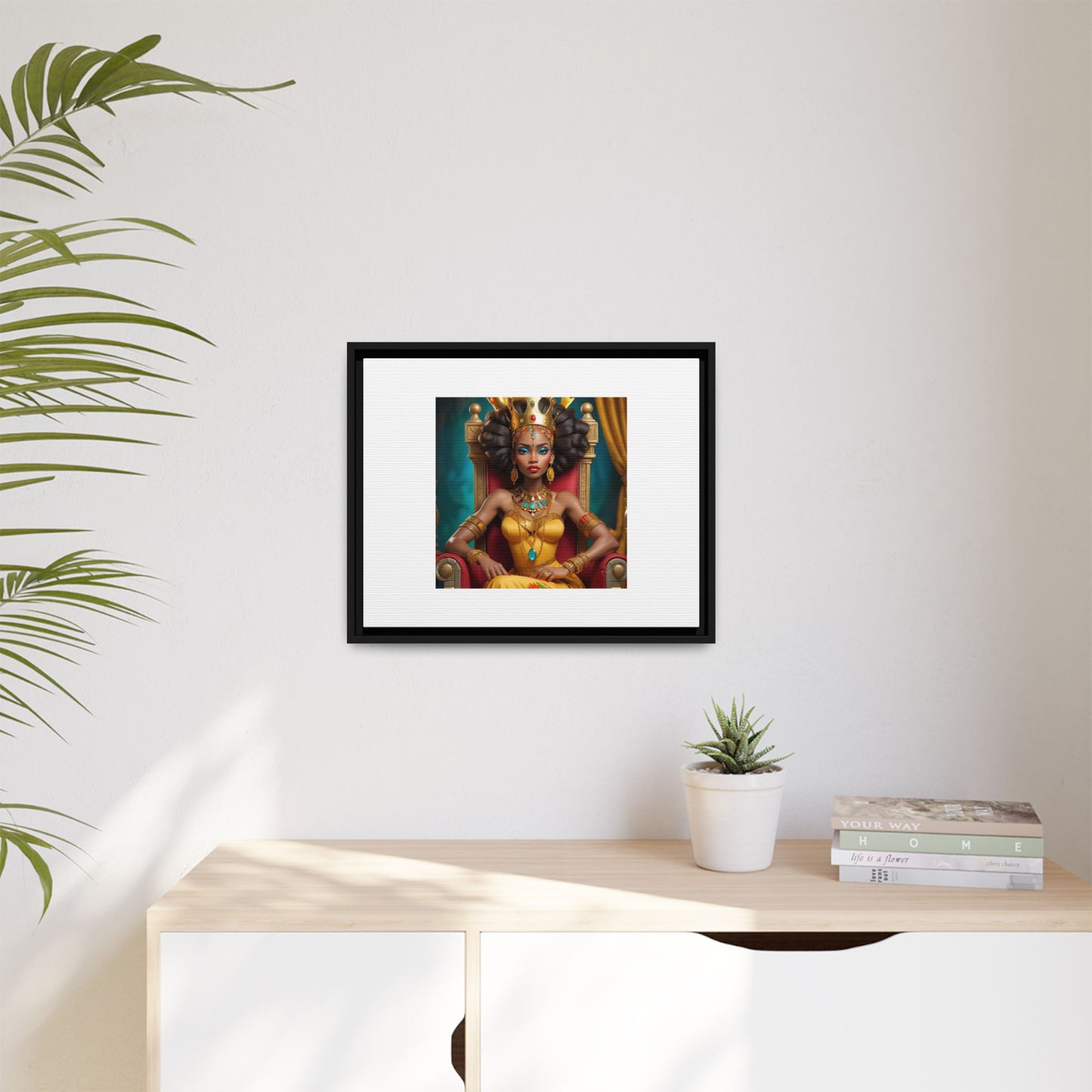 Framed Matte Canvas Art — Regal African Queen Portrait