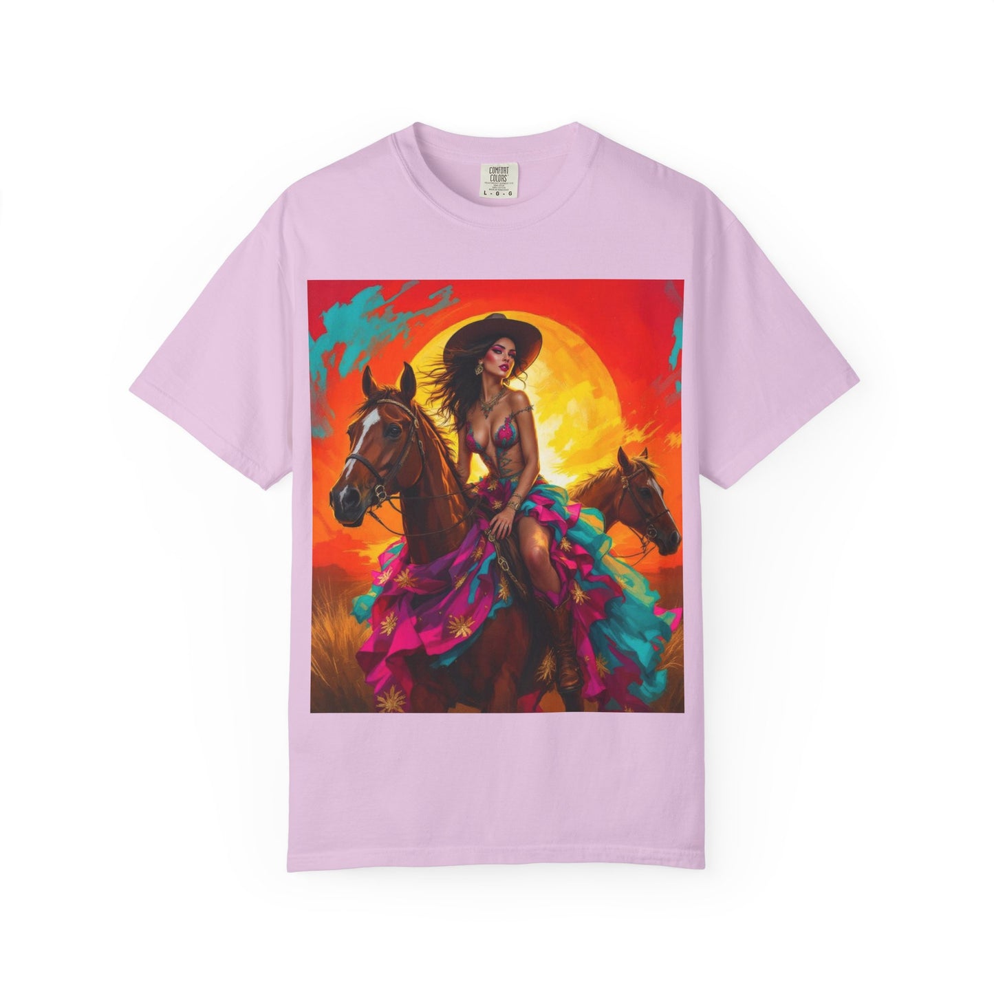 Cowgirl Sunset T-Shirt — Vibrant Western Horse Art Tee