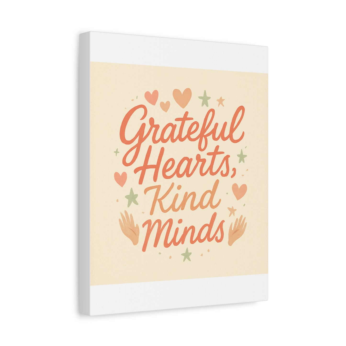 Grateful Hearts Kind Minds Canvas Wall Art — Inspirational Quote Matte Canvas