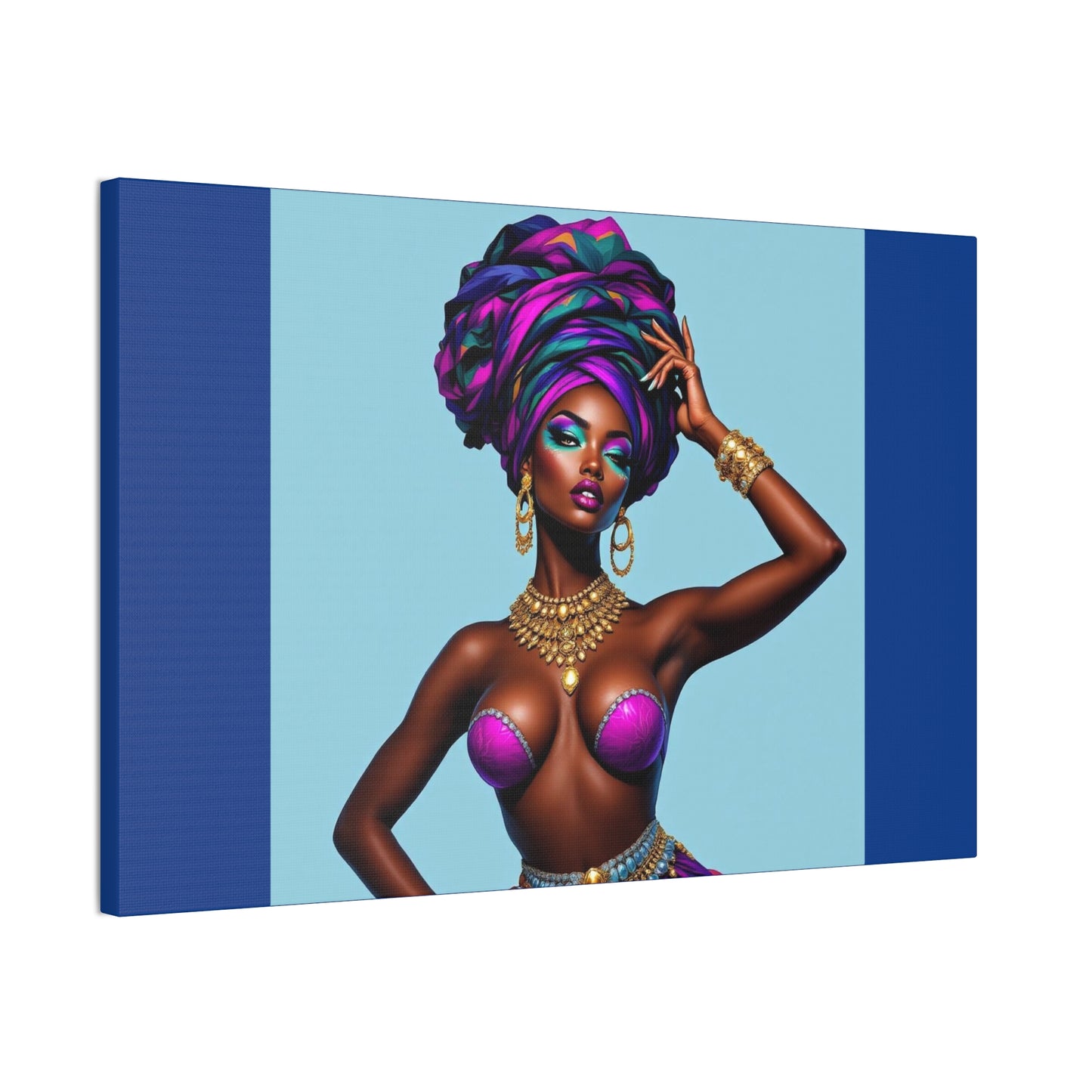 Afro Goddess Canvas Print — Vibrant Headwrap Wall Art