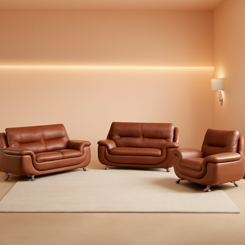 Faux Leather Sofa Set 3 Piece Living Room Furniture-0