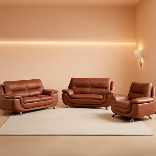 Faux Leather Sofa Set 3 Piece Living Room Furniture-0