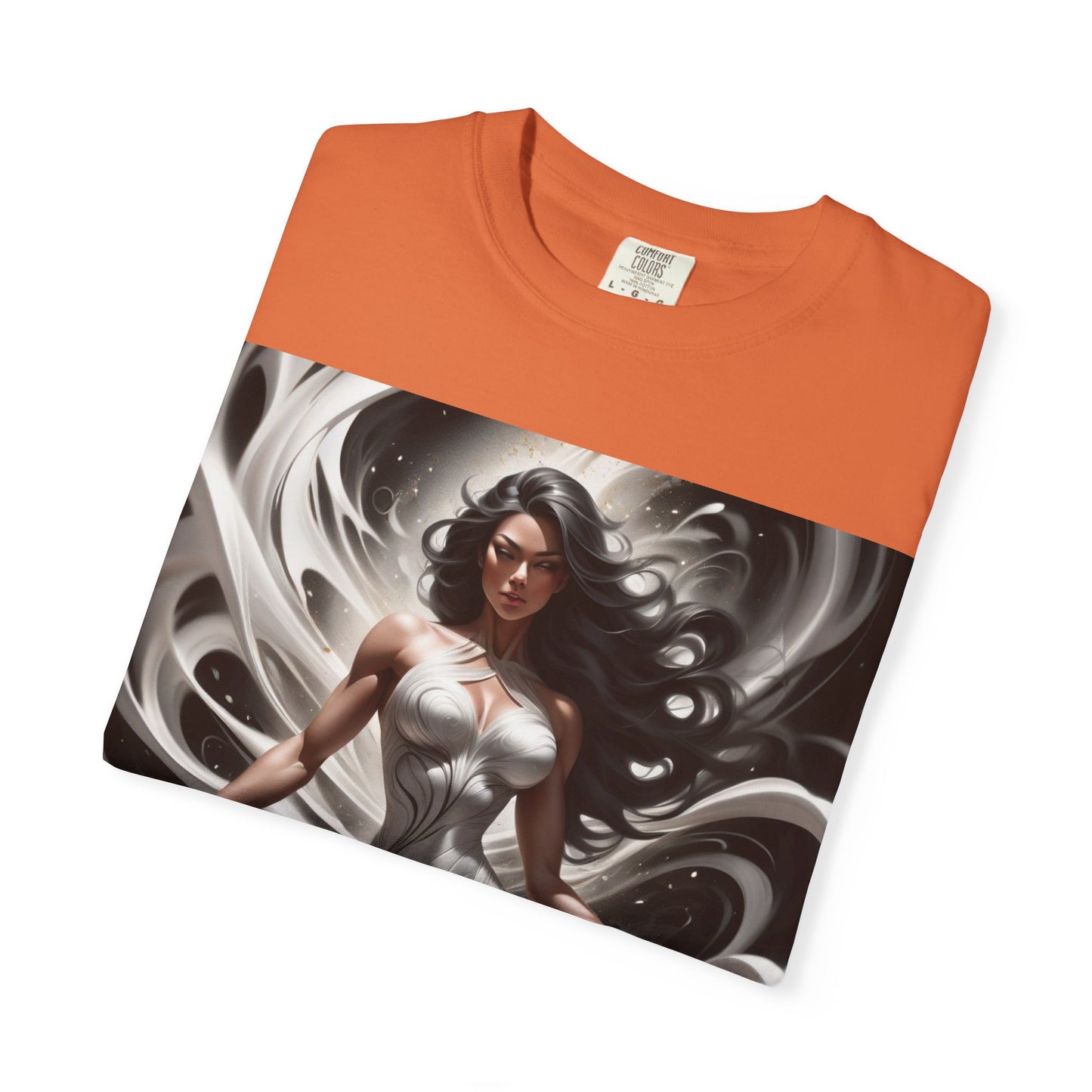 Goddess Art T-Shirt — Elegant White-Draped Fantasy Woman Print