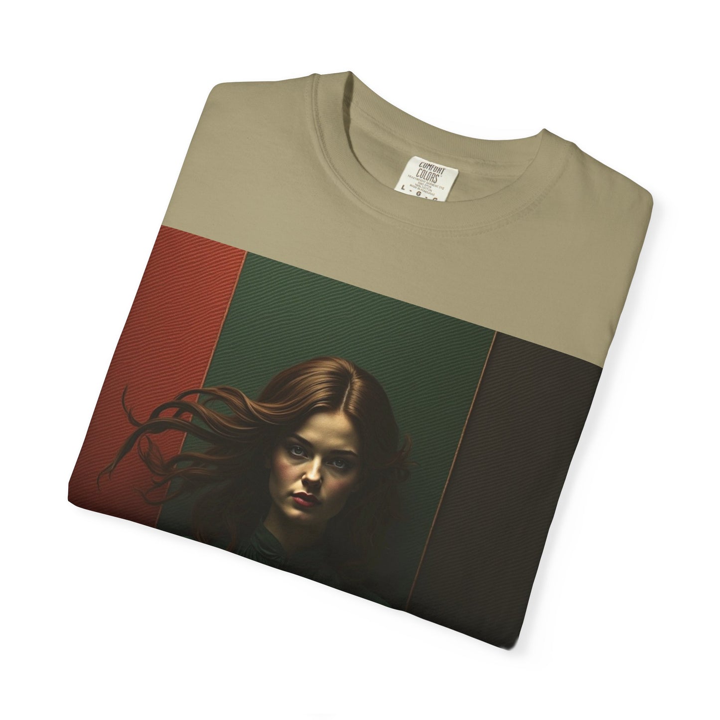 Portrait Photo Tee — Moody Green Woman Graphic T-Shirt