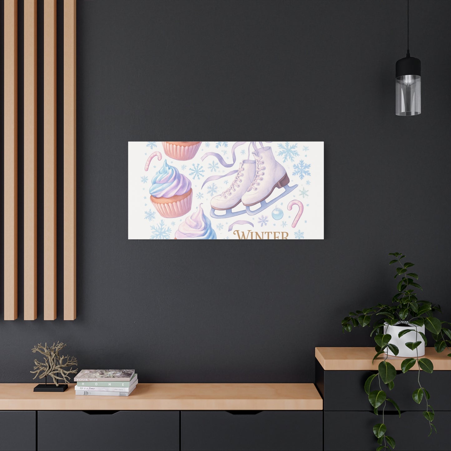 Winter Magic Party Canvas — Ice Skates & Cupcakes Matte Wall Art