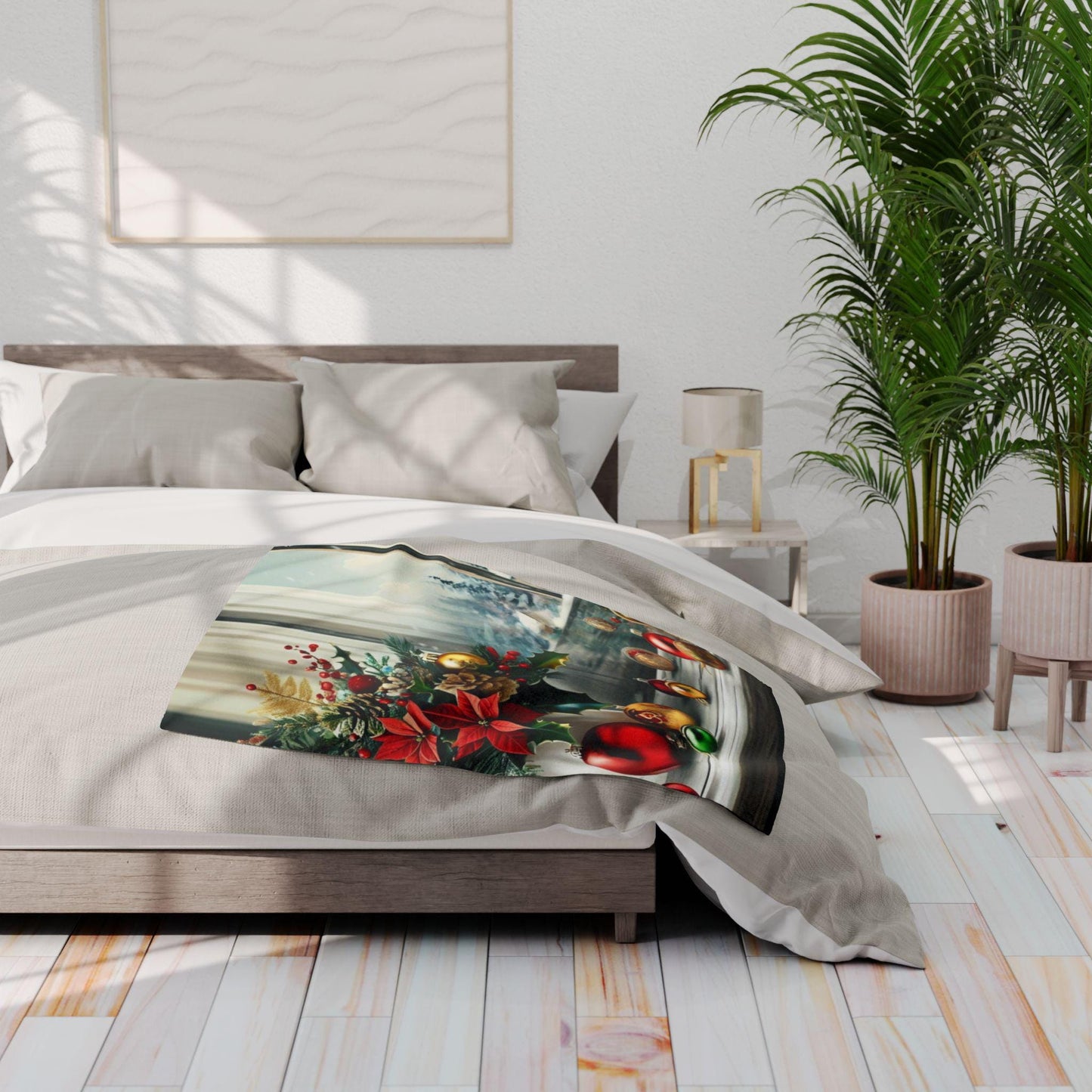 Cozy Holiday Fleece Blanket, Festive Throw, Winter Decor, Christmas Gift, Soft Bedding, Seasonal Home Accessory