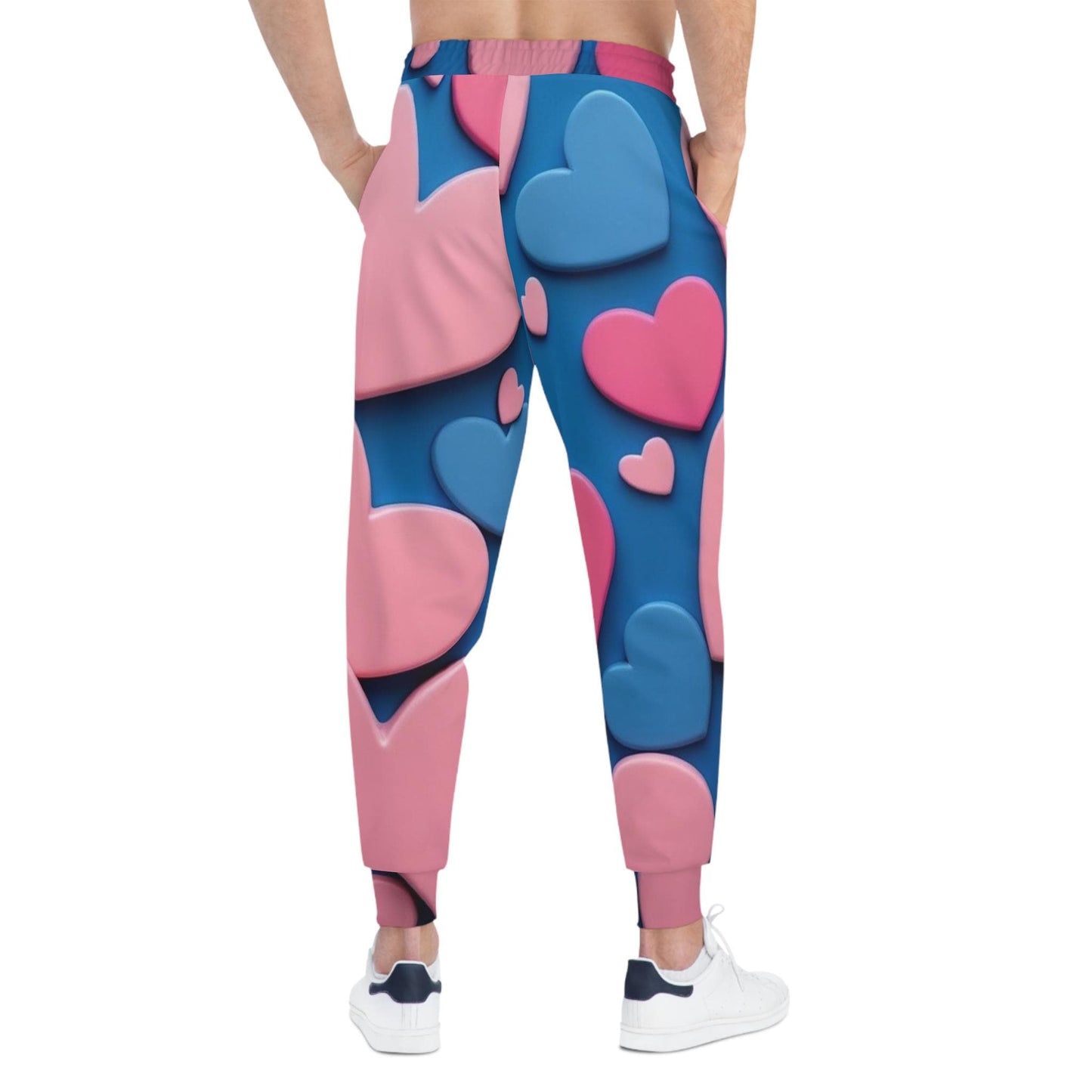 Heart-Patterned Athletic Joggers, Cozy Lounge Pants, Valentine's Day Gift, Trendy Fashion, Casual Wear, Heart Print Joggers