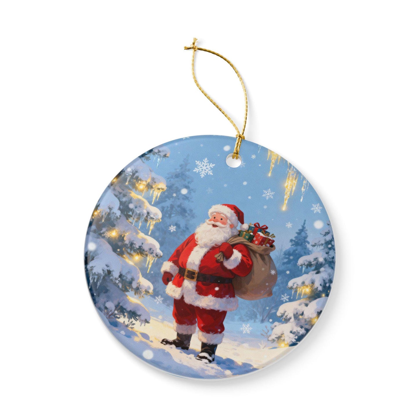 Christmas Ceramic Ornament Decoration, Holiday Tree Decor, Santa Claus Design, Winter Wonderland, Festive Gift