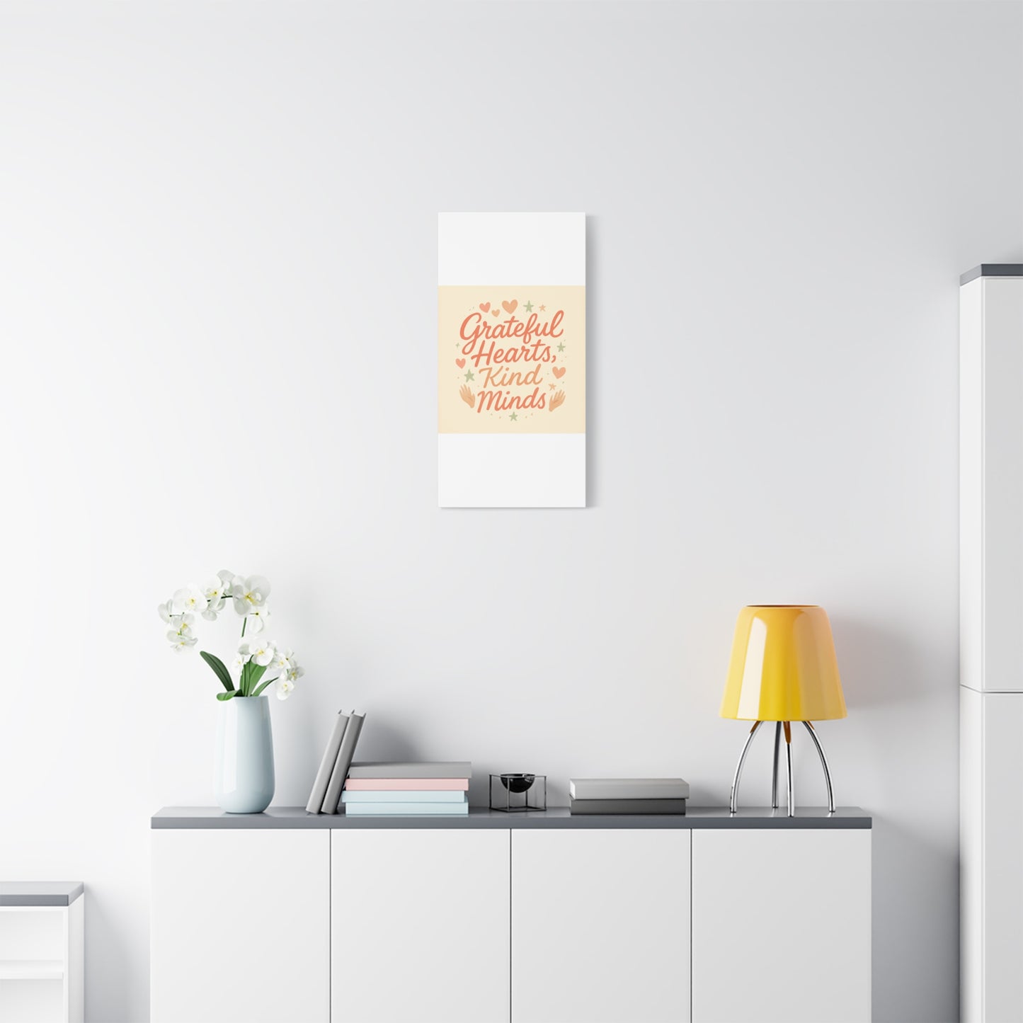 Grateful Hearts Kind Minds Canvas Wall Art — Inspirational Quote Matte Canvas