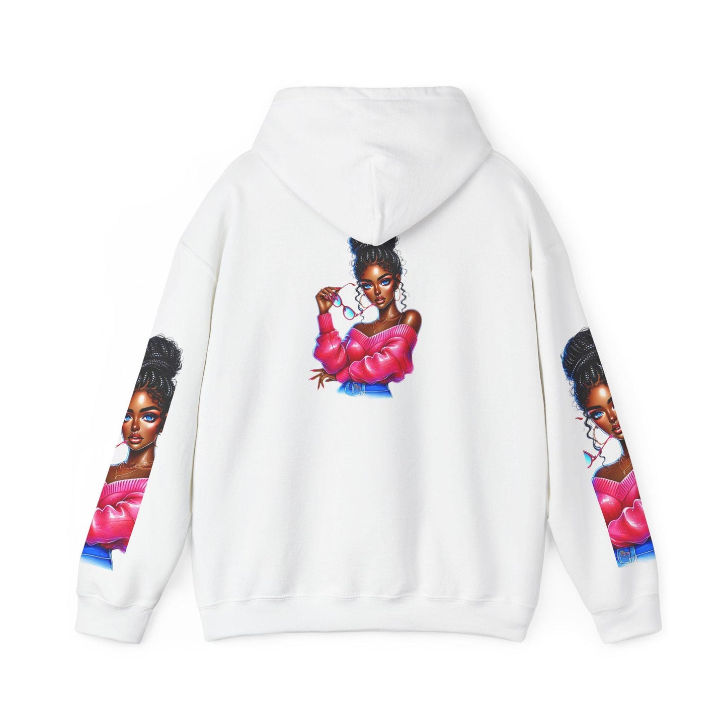 Vibrant Graphic Hoodie: Retro Girl Portrait Sweatshirt