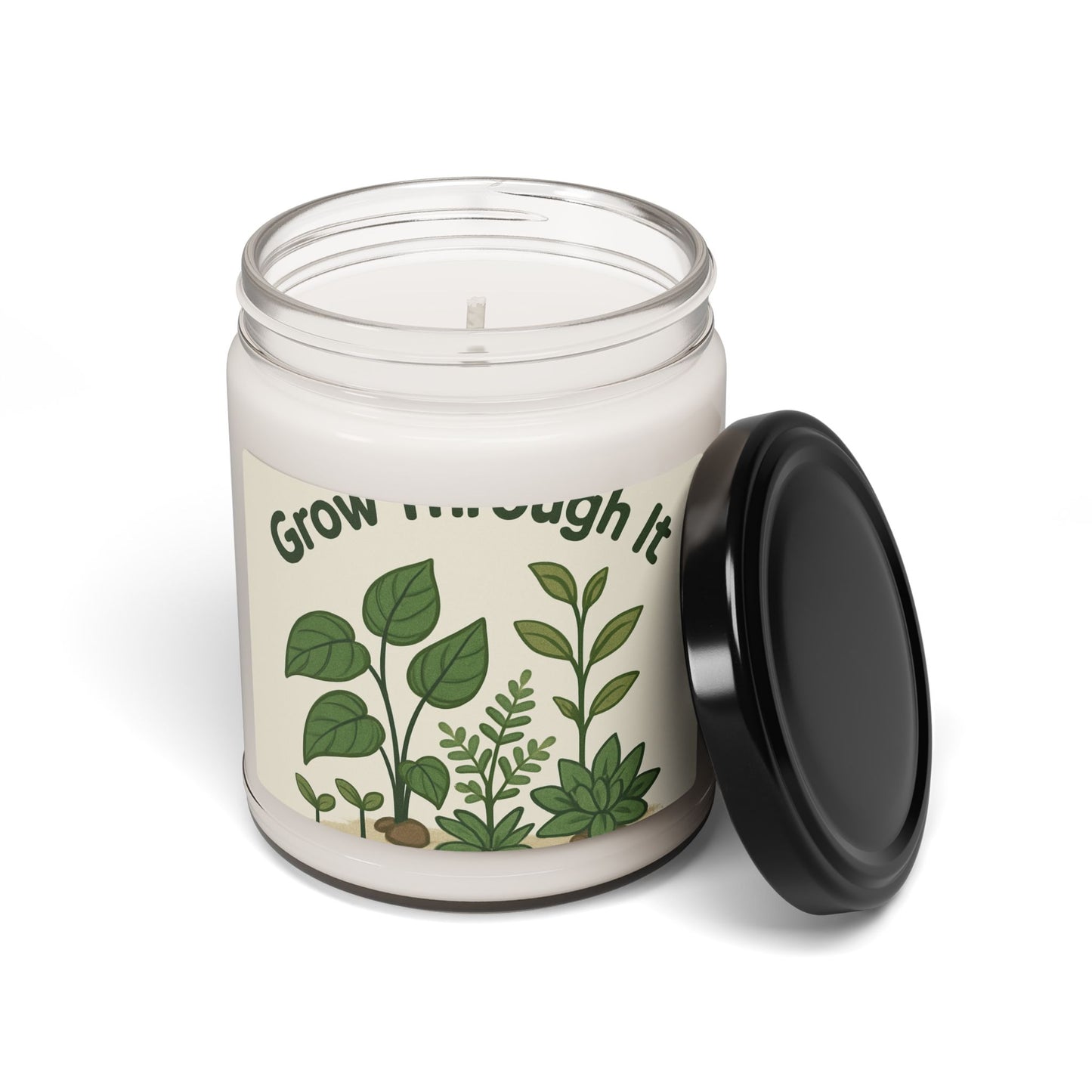 Grow Through It Soy Candle — 9oz Scented Jar (Botanical, Self-Care Gift)