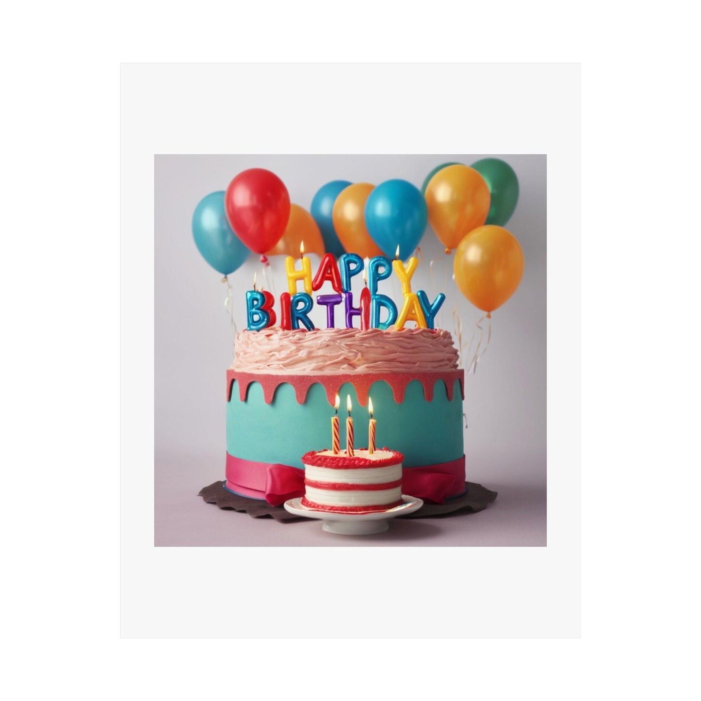 Colorful Birthday Cake Poster: Festive Party Decor