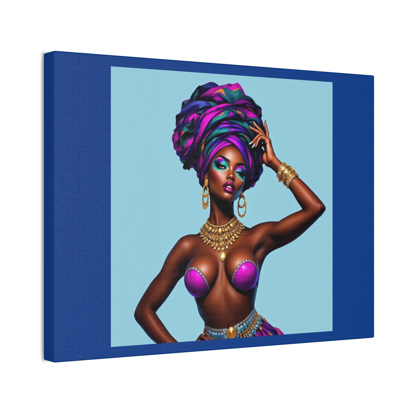 Afro Goddess Canvas Print — Vibrant Headwrap Wall Art