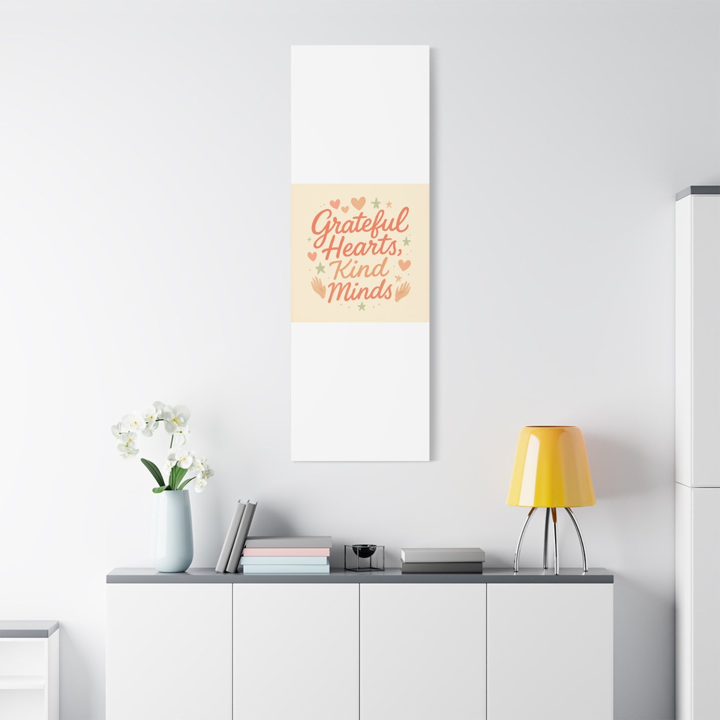 Grateful Hearts Kind Minds Canvas Wall Art — Inspirational Quote Matte Canvas