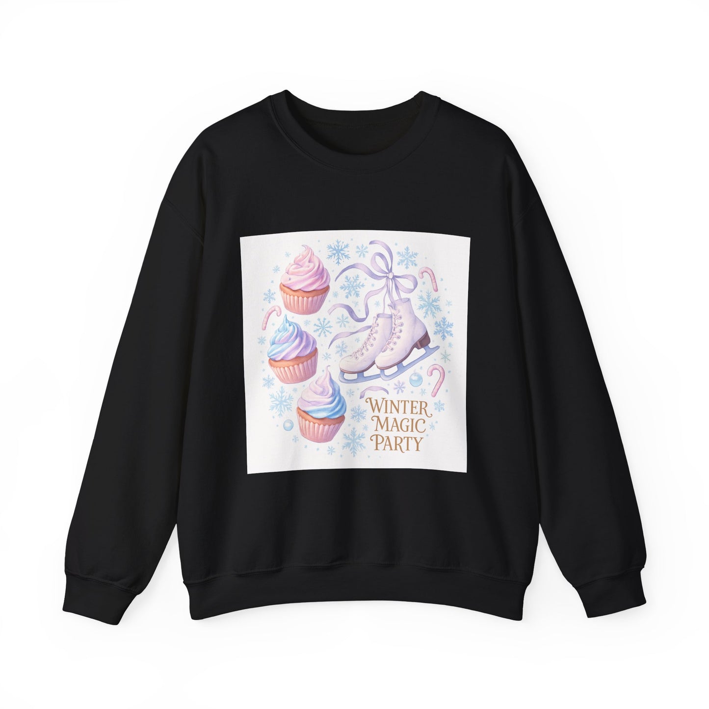 Winter Magic Party Sweatshirt — Ice Skates & Cupcakes Cozy Crewneck