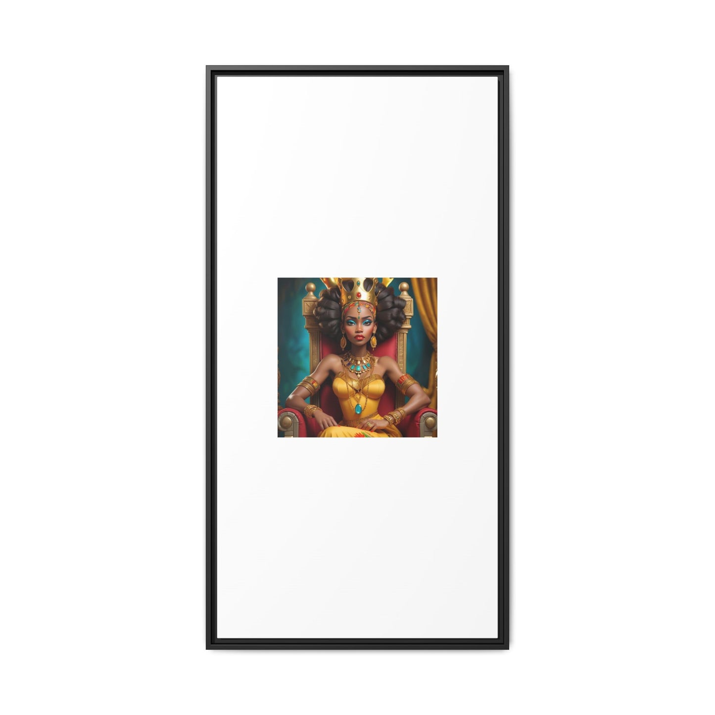 Framed Matte Canvas Art — Regal African Queen Portrait