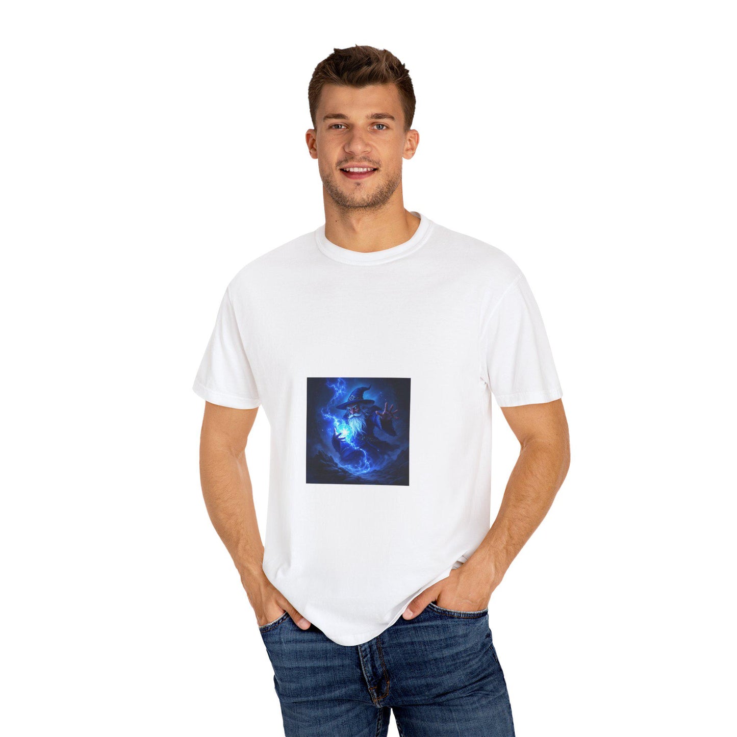 Cosmic Blue Unisex Garment-Dyed T-Shirt | Artistic Graphic Tee, Streetwear, Gift for Men & Women, Casual Wear, Summer Fashion