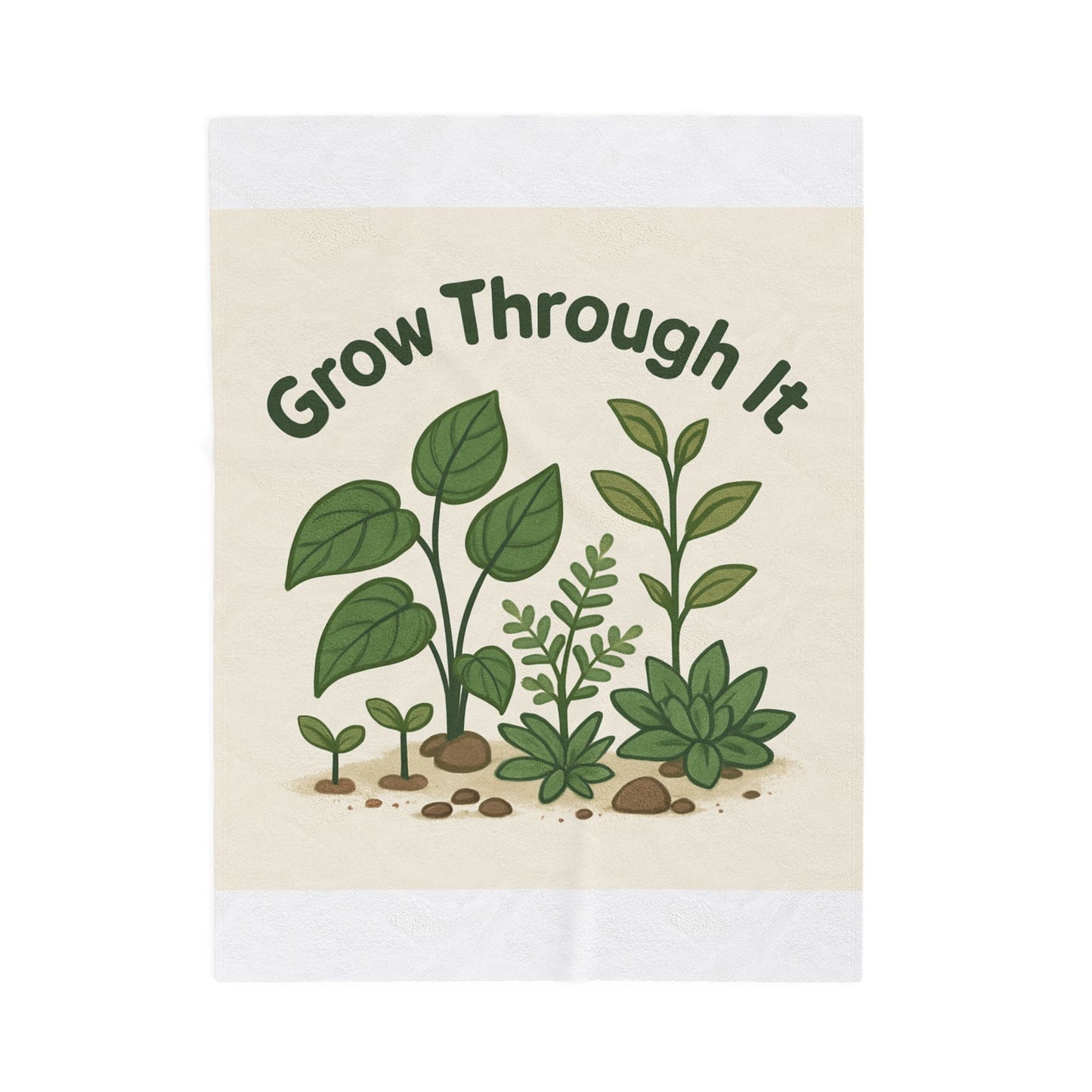 Velveteen Blanket — "Grow Through It" Plant-Inspired Cozy Throw