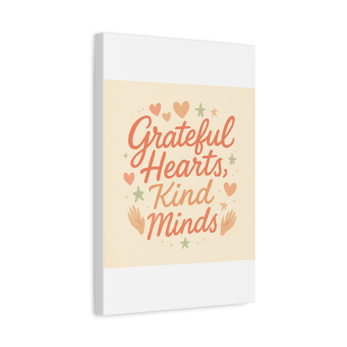 Grateful Hearts Kind Minds Canvas Wall Art — Inspirational Quote Matte Canvas
