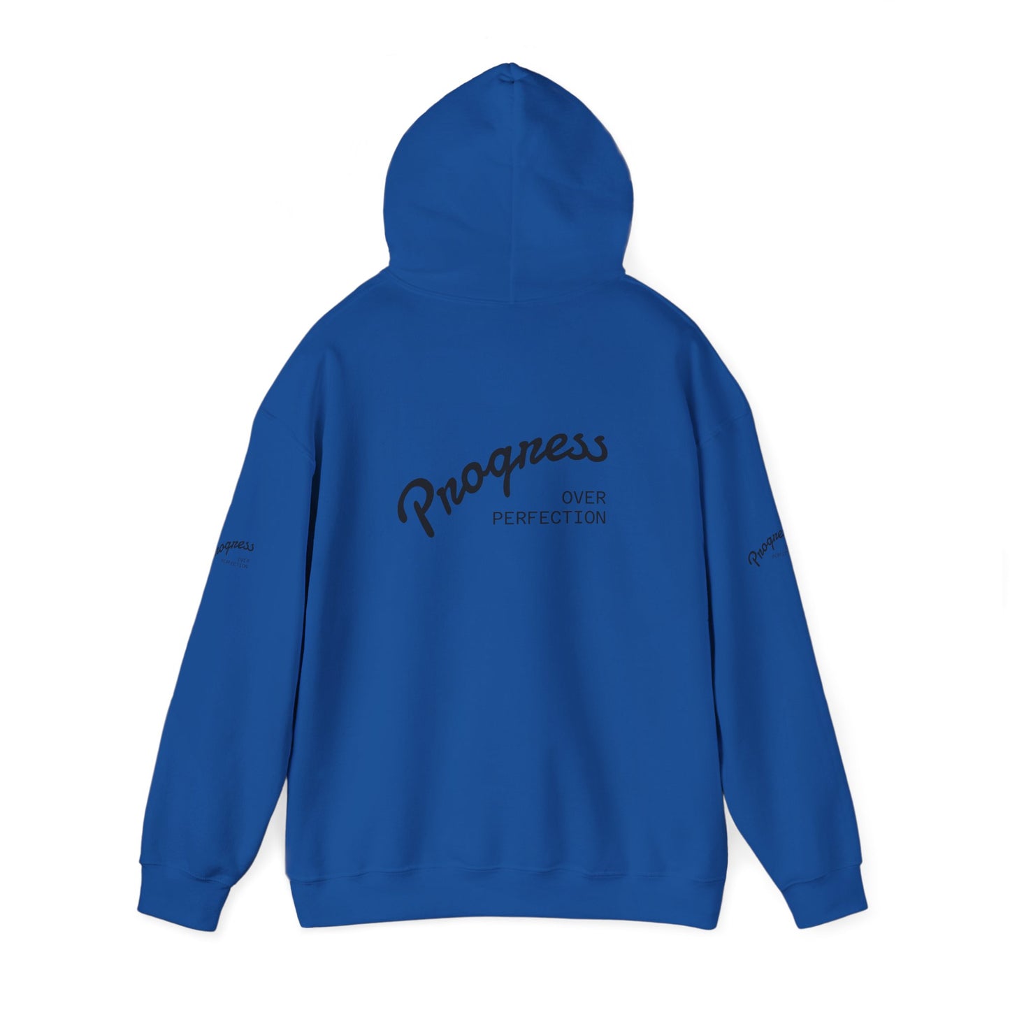 Progress Over Perfection Hoodie — Inspirational Minimalist White Pullover