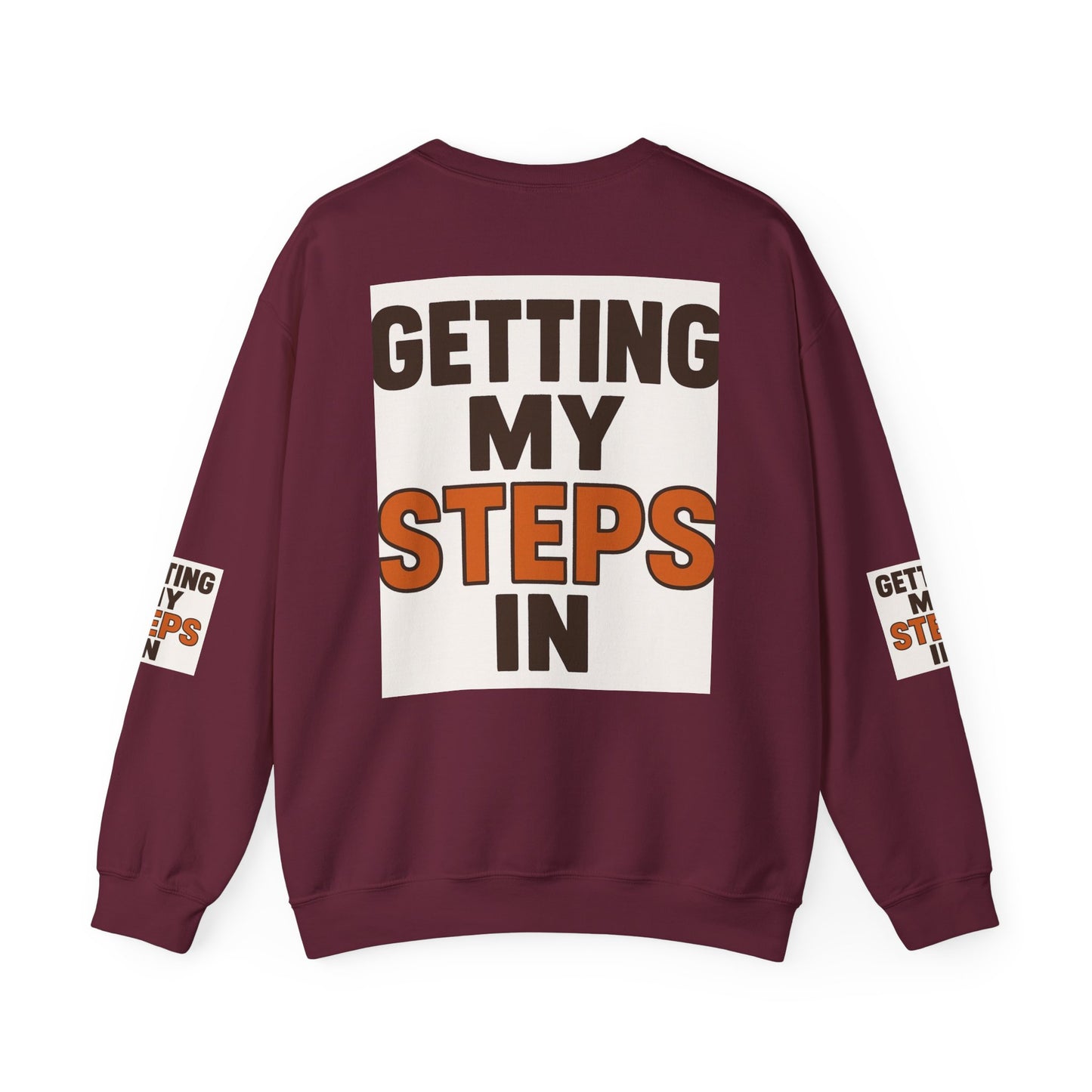 Crewneck Sweatshirt — "Getting My Steps In" Graphic with Kids Playing